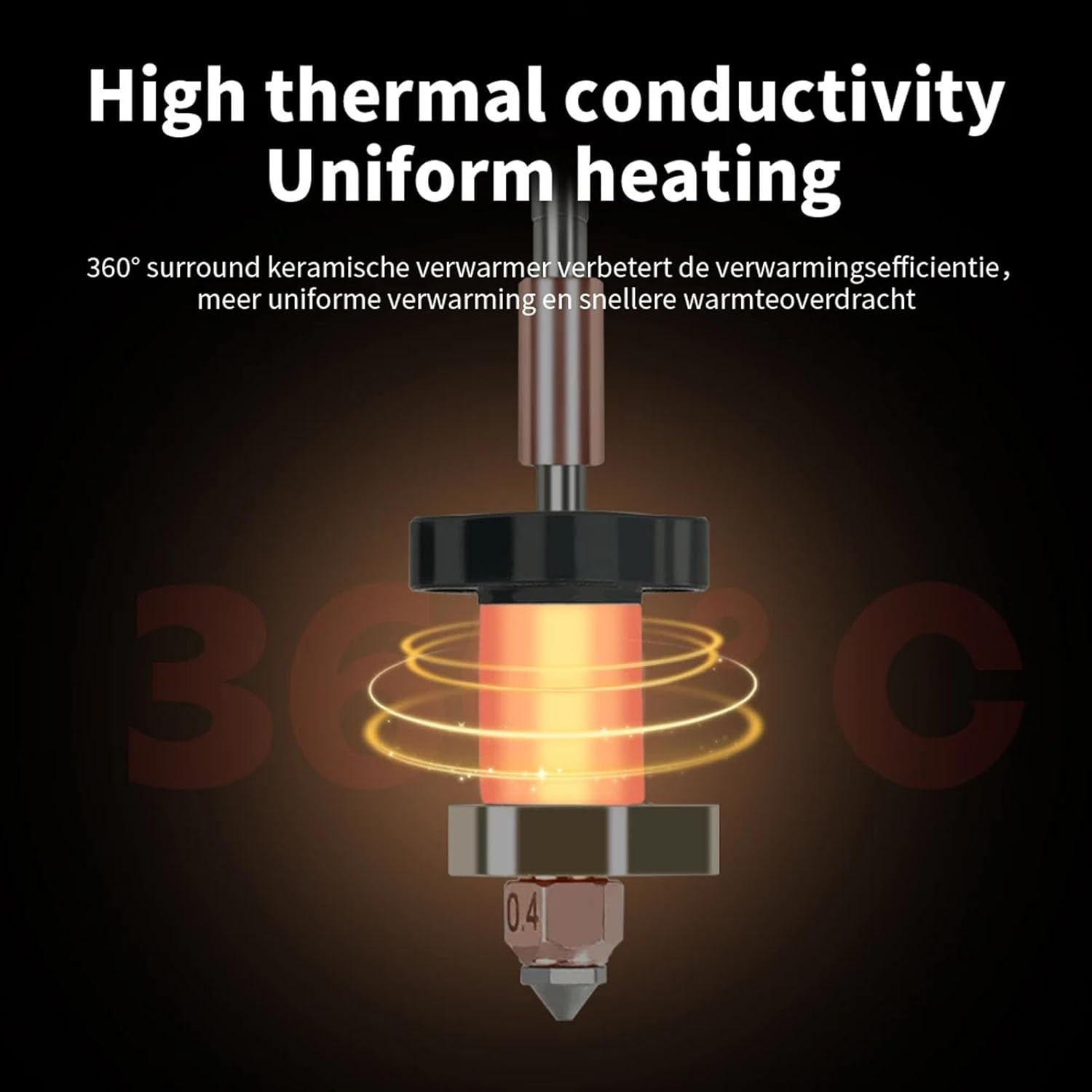 Speedy 3D Printer K1 Ceramic Hotend Kit with Quick Swap Nozzle,High Flowrate Integrated Extruder Replacement for High Speed Printing image number 6