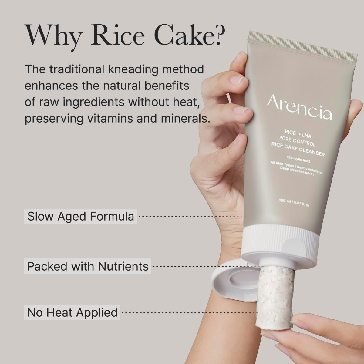 ARENICA - Rice + LHA Pore Control Rice Cake Cleanser 150G image number 2