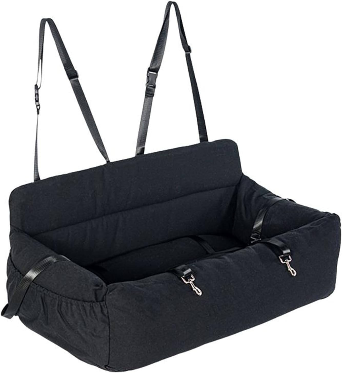 Dog Car Seat Dog Travel Car Carrier Bed with Side Pocket Storage for Cars on Travel with Safety Belt and Removable Cushion for Medium and Large Dogs image number 2