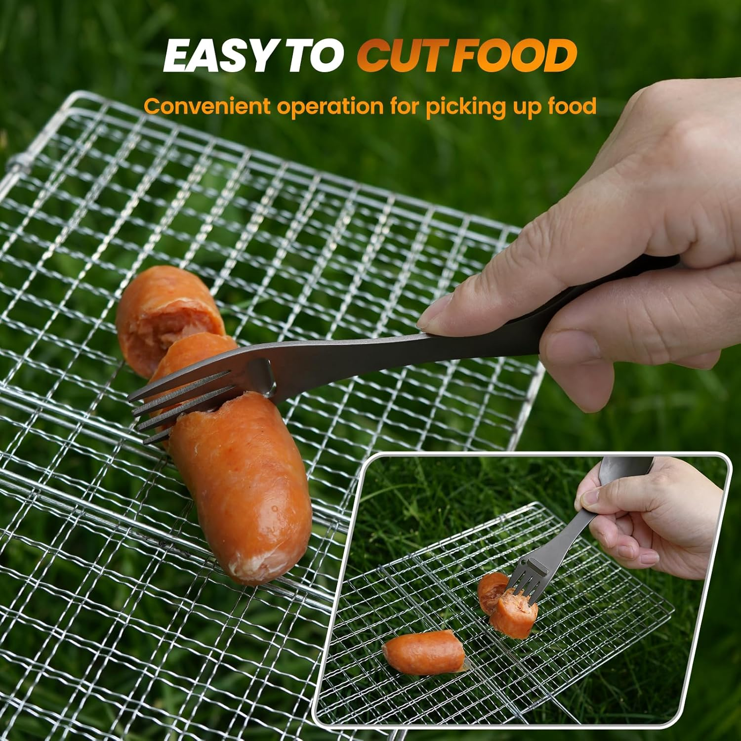 Inntobite 5-In-1 Multifunctional Outdoor Titanium Fork Spoon, Outdoor Barbecue, Kitchen Utensils, Camping Cooking Tools, Lightweight and Portable. ﻿ image number 5