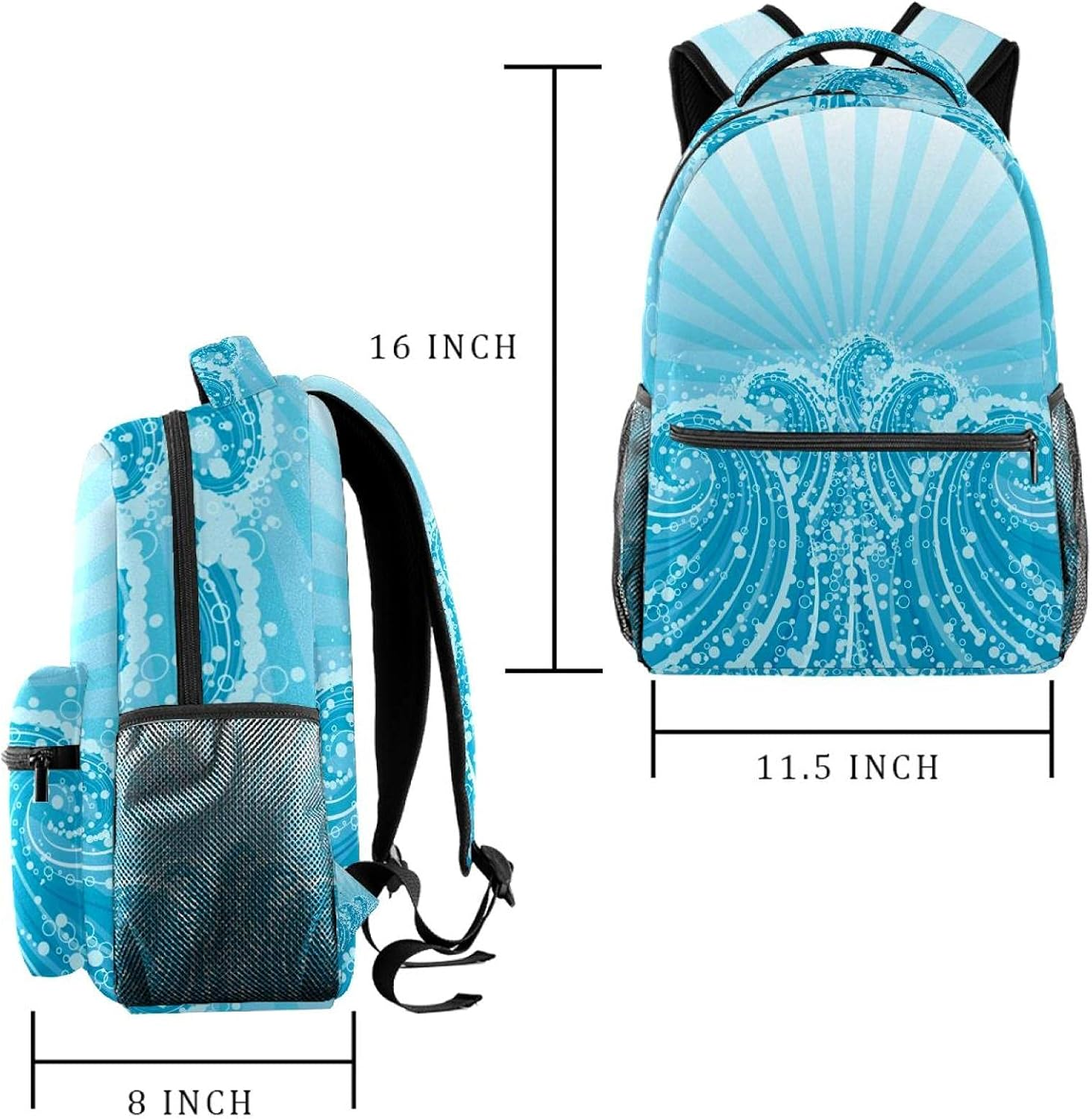 Blue Dream Wave Backpack Students Shoulder Bags Travel Bag College School Tote Backpacks image number 5