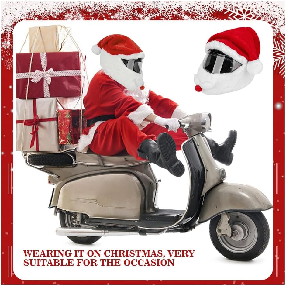 Christmas Helmet Cover for Motorcycle Helmet, Santa Claus Xmas Motorcycle Helmet Cover Funny Riding Gear Gifts image number 6
