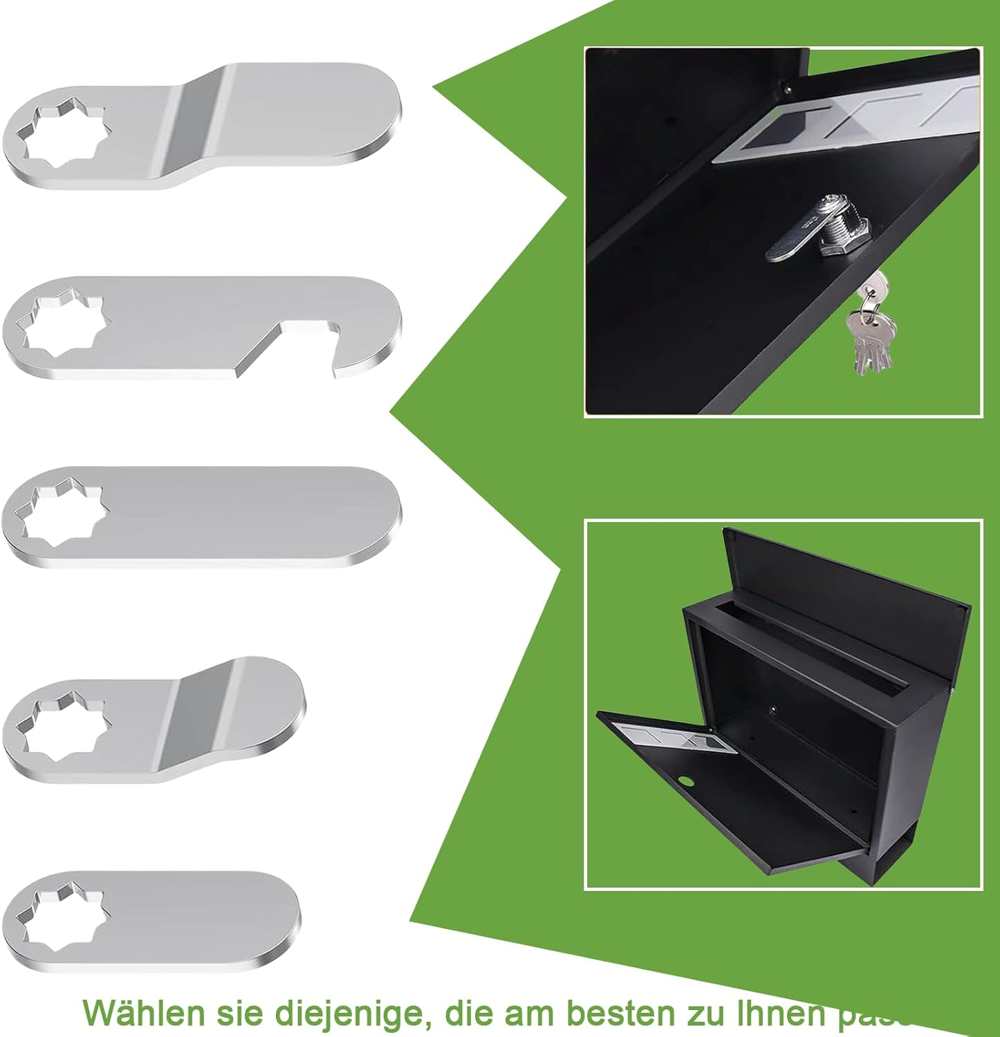 Jeyzuroa Cabinet & Letterbox Lock with 5 Keys - 16 Mm, 18 Mm Diameter for Letterboxes and Cabinet Doors, Includes 5 Adjustable Lock Plates for Drawers, Mailboxes image number 5