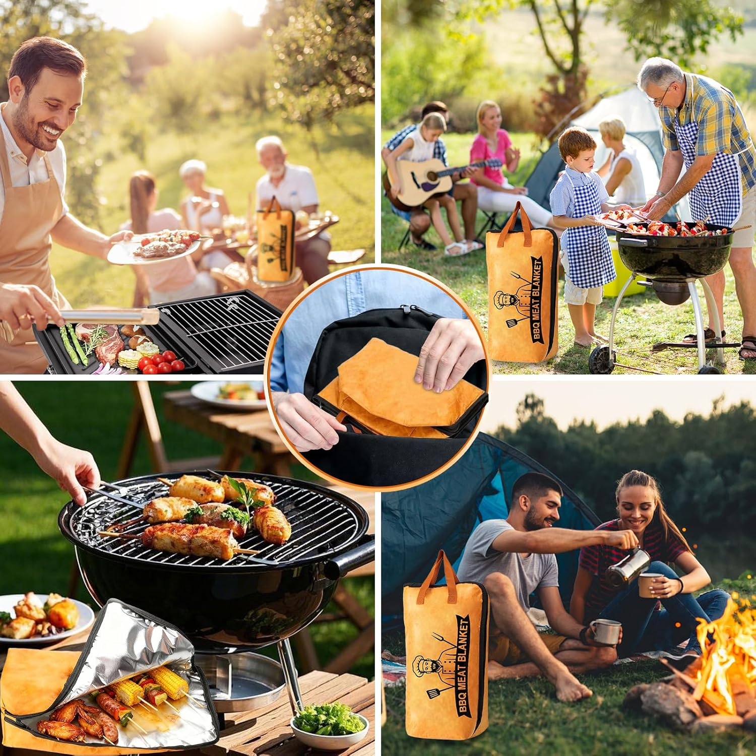 BBQ Blanket for Resting Meat, 21In Meat Resting Blanket for BBQ Accessories, 5-Layer Insulation& Wide Mouth Smoker Grilling Meat Insulated Resting Bag for Large Brisket Picnic Barbecue Christmas Men image number 3