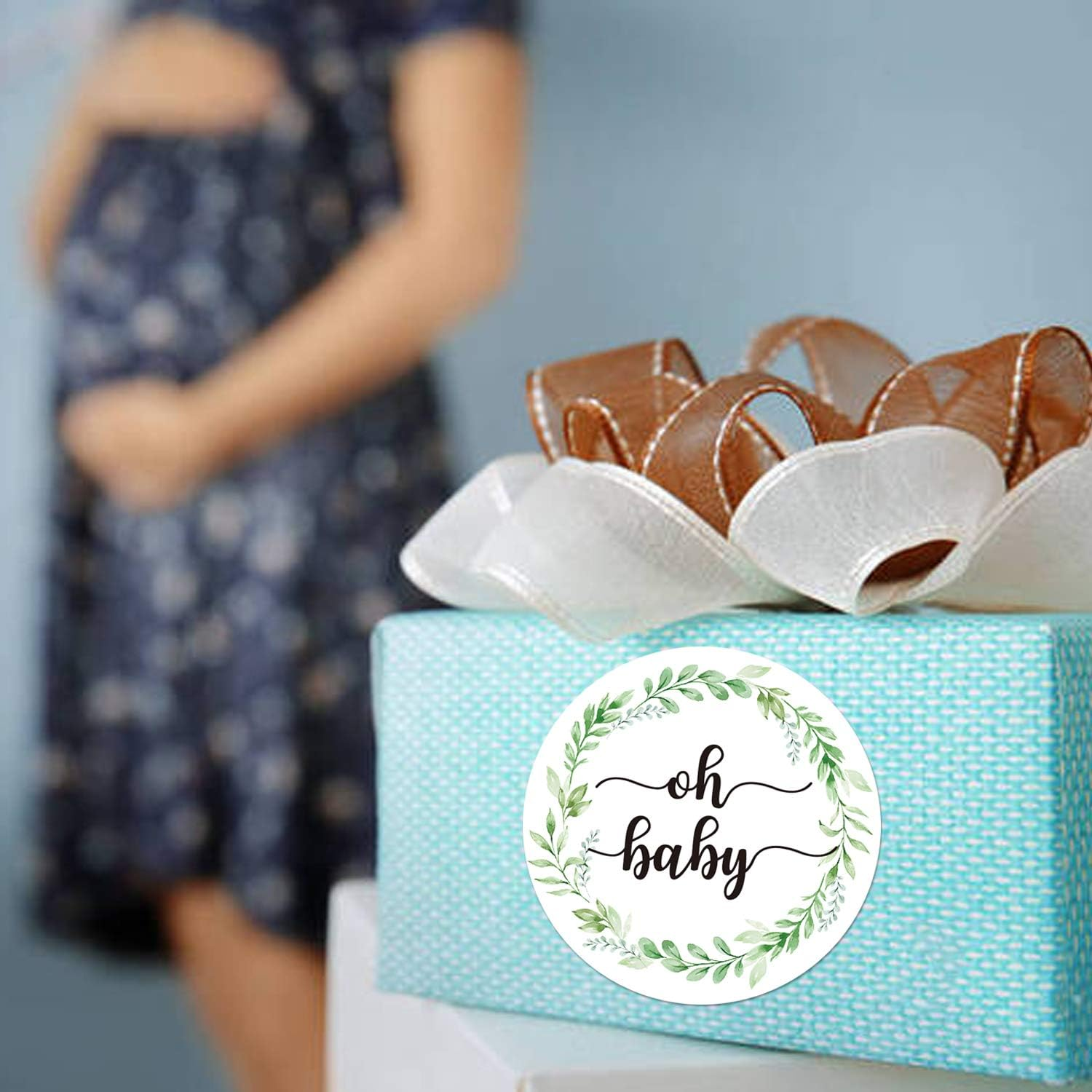 50 Pcs Greenery Baby Shower Thank You Labels, 2 Inch Oh Baby Stickers, Baby Gender Neutral Stickers, Baby Shower Favor Stickers, Thank You Stickers. image number 4