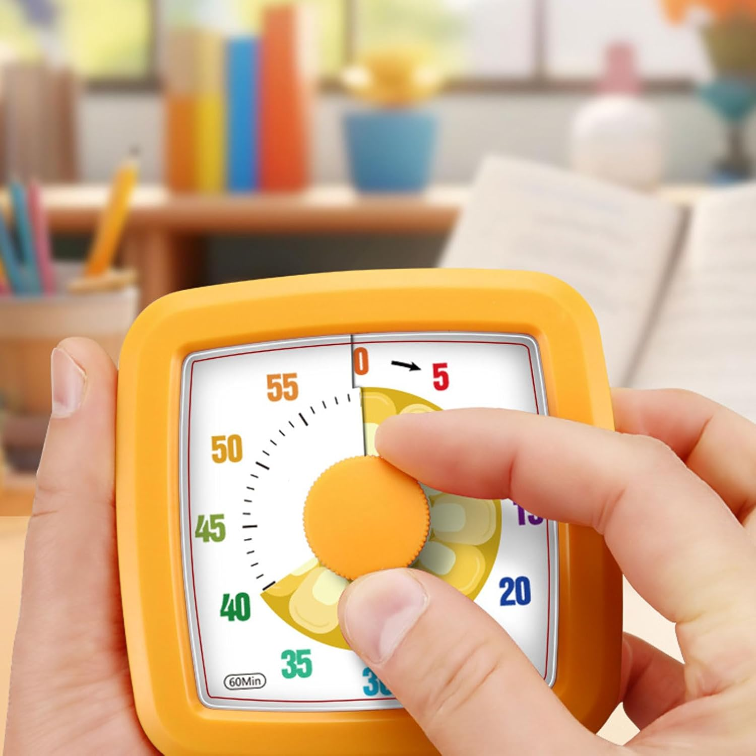 3.75 * 3.75 * 1.86In Kids Visual Timer - 60 Minute Countdown Clock, Quiet Classroom and Homework Timer, Fun Time Management Learning Tool image number 3