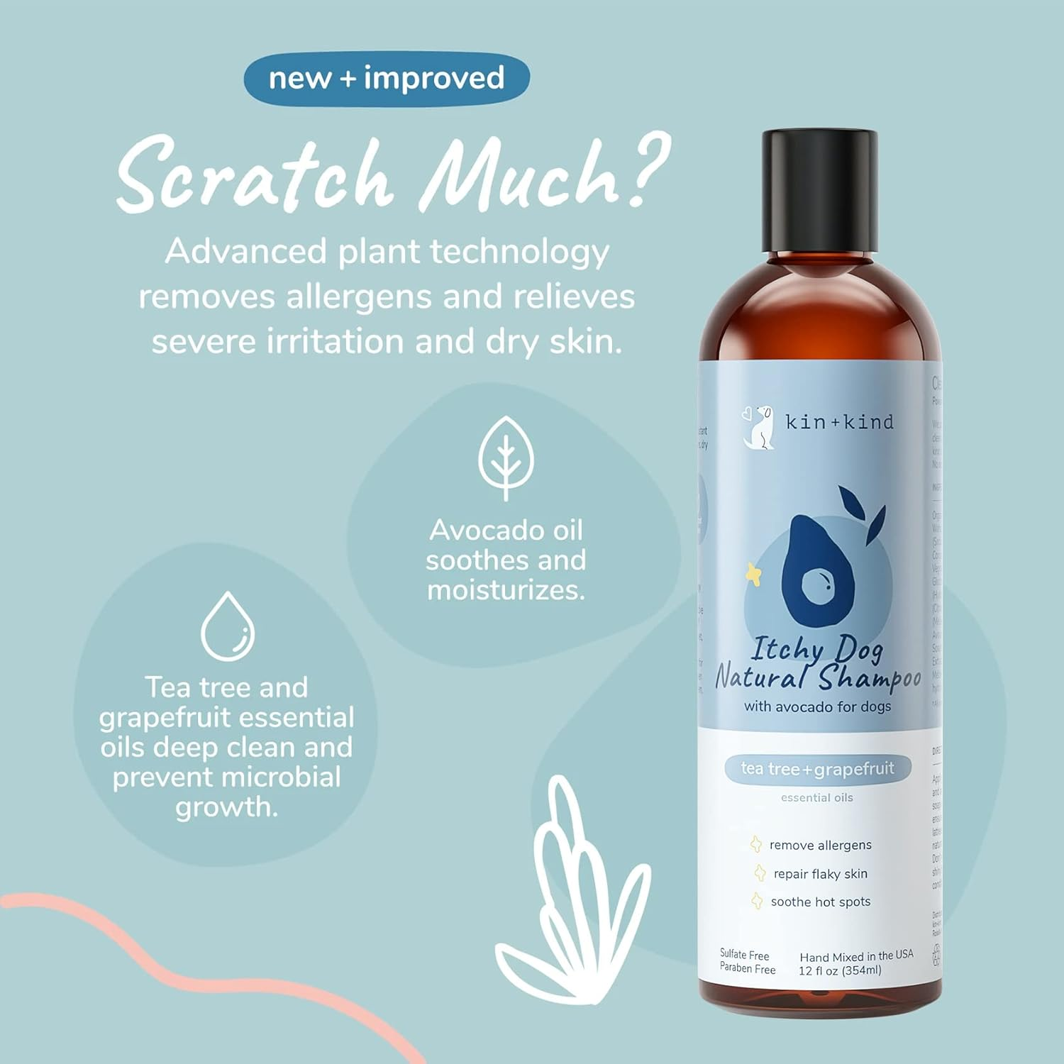 Kin+Kind Healing Clay Dog Shampoo with Essential Oils: Natural, Organic, and Moisturizing with Bentonite Clay, 12 Fl Oz image number 4