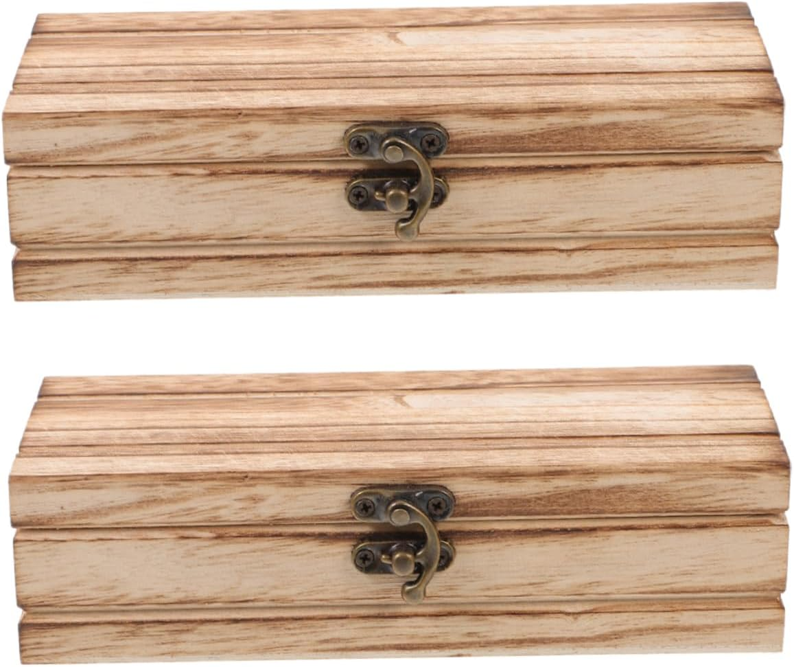 2Pcs Wooden Box Storage Lid Small Decorative Keepsake Boxes for Jewelry Earrings Home Office Organization image number 2