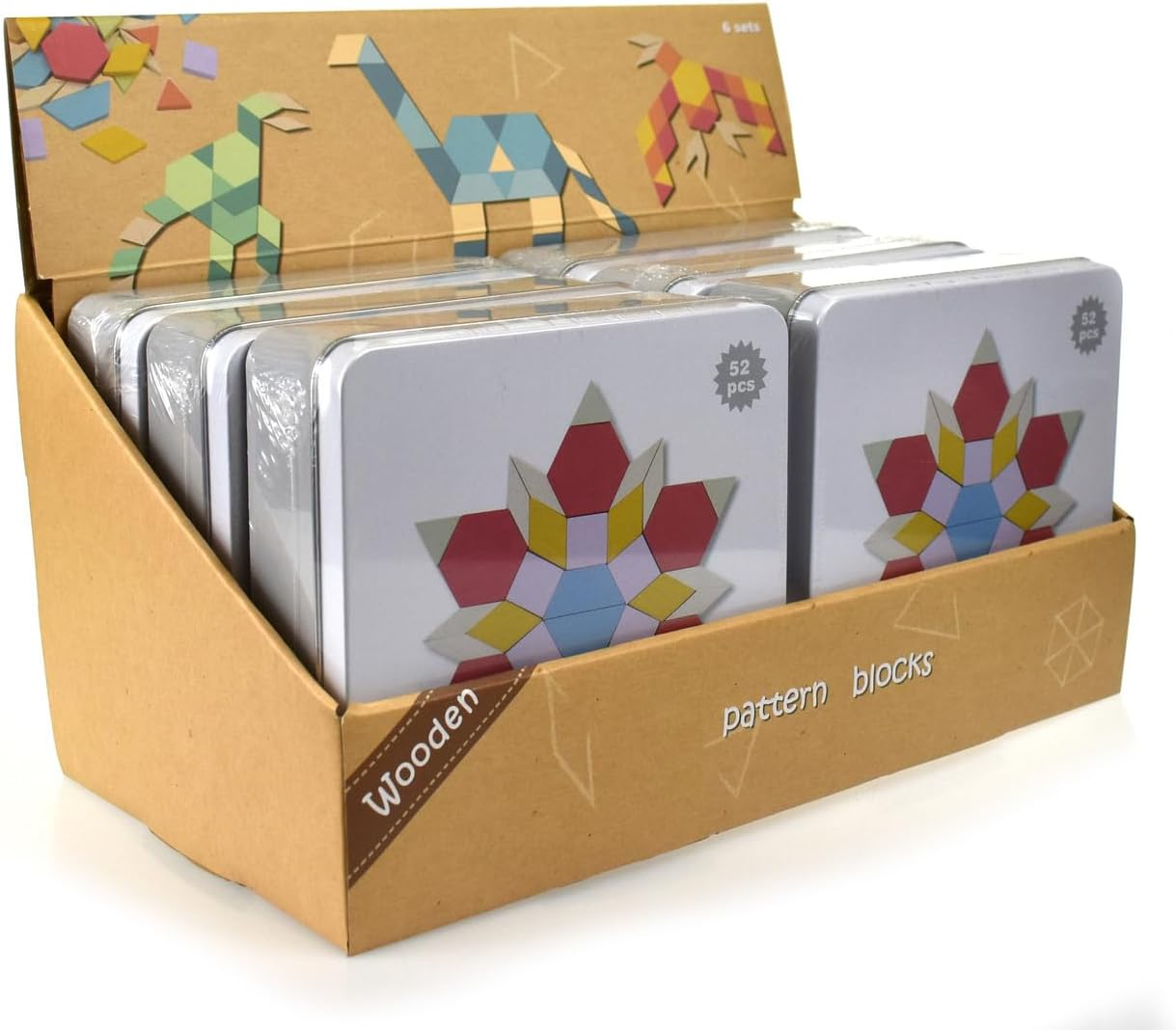 Kaper Kidz Calm & Breezy Pattern Blocks in Tin Box 52-Piece Set image number 1