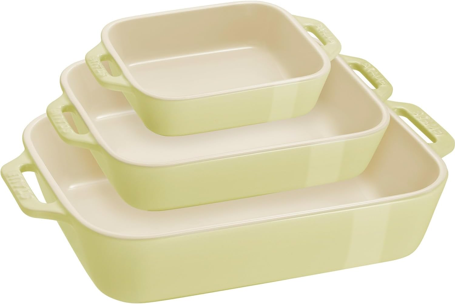 Staub Rectangular Dish Z1025-100 (14 X 11 Cm / 20 X 16 Cm / 27 X 20 Cm) 3-Piece Set, Macaroombre, Ceramic Set, Au Gratin Dish, Oven Safe