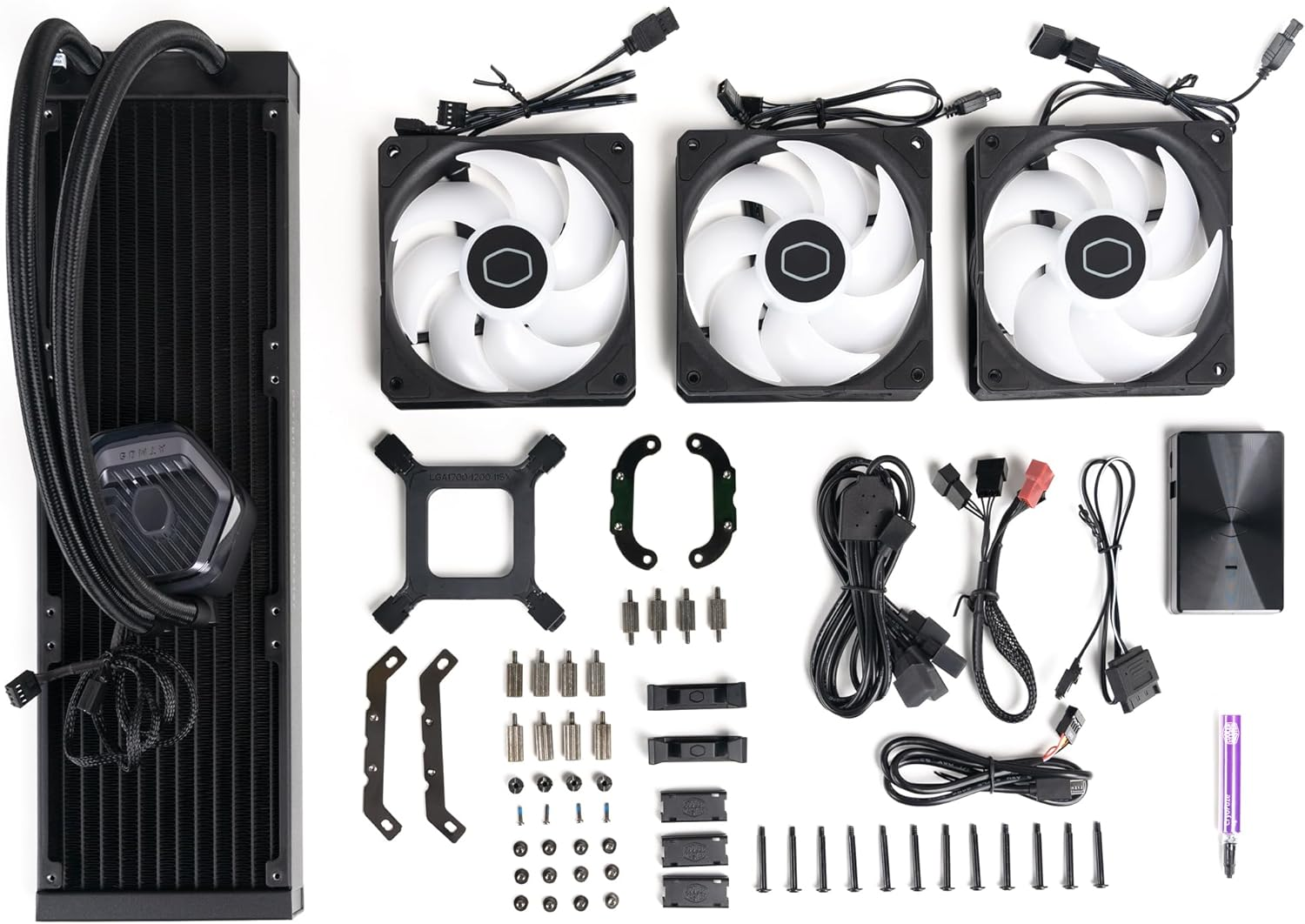 Cooler Master Masterliquid Atmos 360 Black CPU Liquid Cooler - AIO Water Cooling System, Dual Chamber Pump, Pre-Installed Sickleflow 120 Edge Fans, Addressable Gen 2 RGB, LGA1700 & AM5 Brackets image number 3