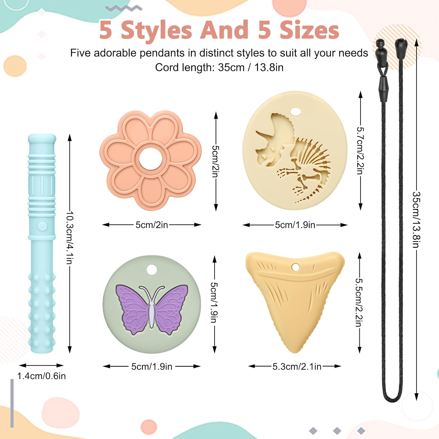 Chew Necklaces F1354-F1355 - Yellow+Off-White+Blue+Red+Purple image number 6