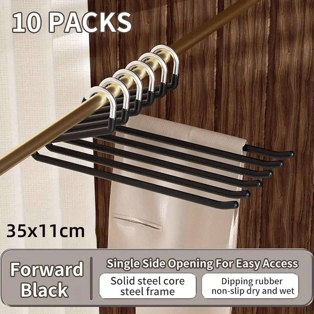 AIMALL 10-Pack Goose-Shaped Non-Slip Stainless Steel Pants Rack Space-Saving 13.77In X 4.33In for Closet Organization image number 1