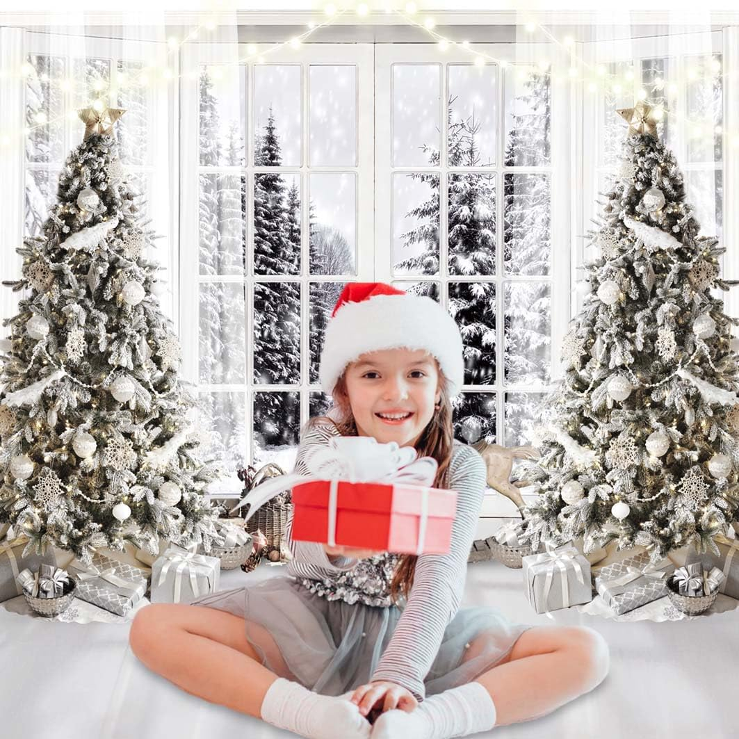 White Christmas Backdrops for Photography Christmas Background Winter Backdrop Cartel De Navidad Para Fotos 10X10FT F107 image number 2