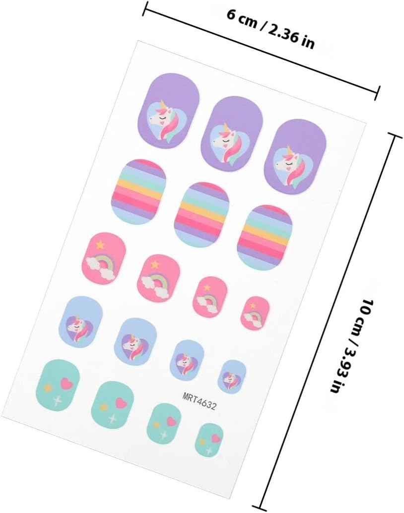 HOOTNEE 8 Sheets Fake Nails Set Cute Cartoon Press on False Nail Tips for Little and Teens Stick on Accessories for Manicure image number 1