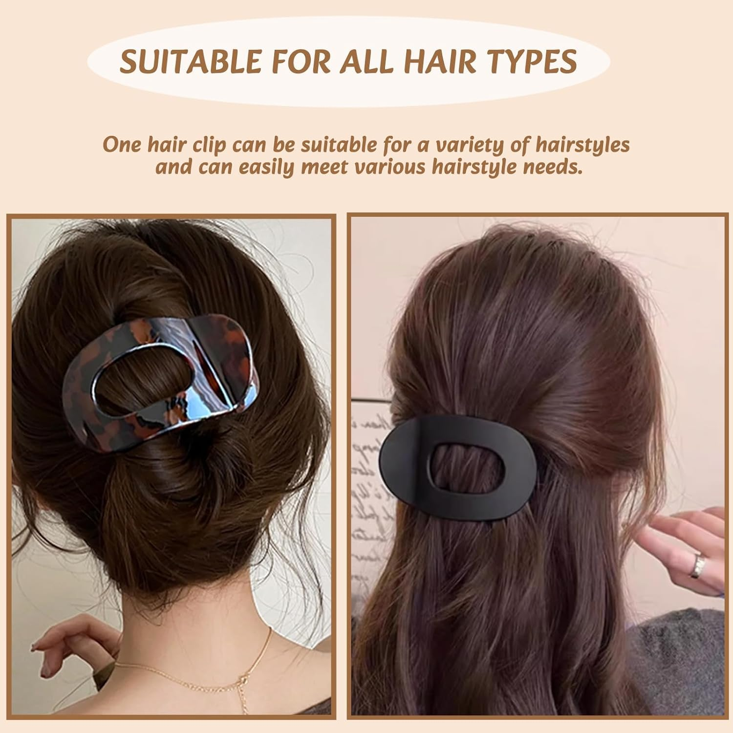 Moerstar Pack of 6 Women'S Hair Clips, Large Simple Elegant Non-Slip Flat Claw Clip Strong Hold Hair Clips for Thick Thin Fine Hair Women Girls (Style 1) image number 3