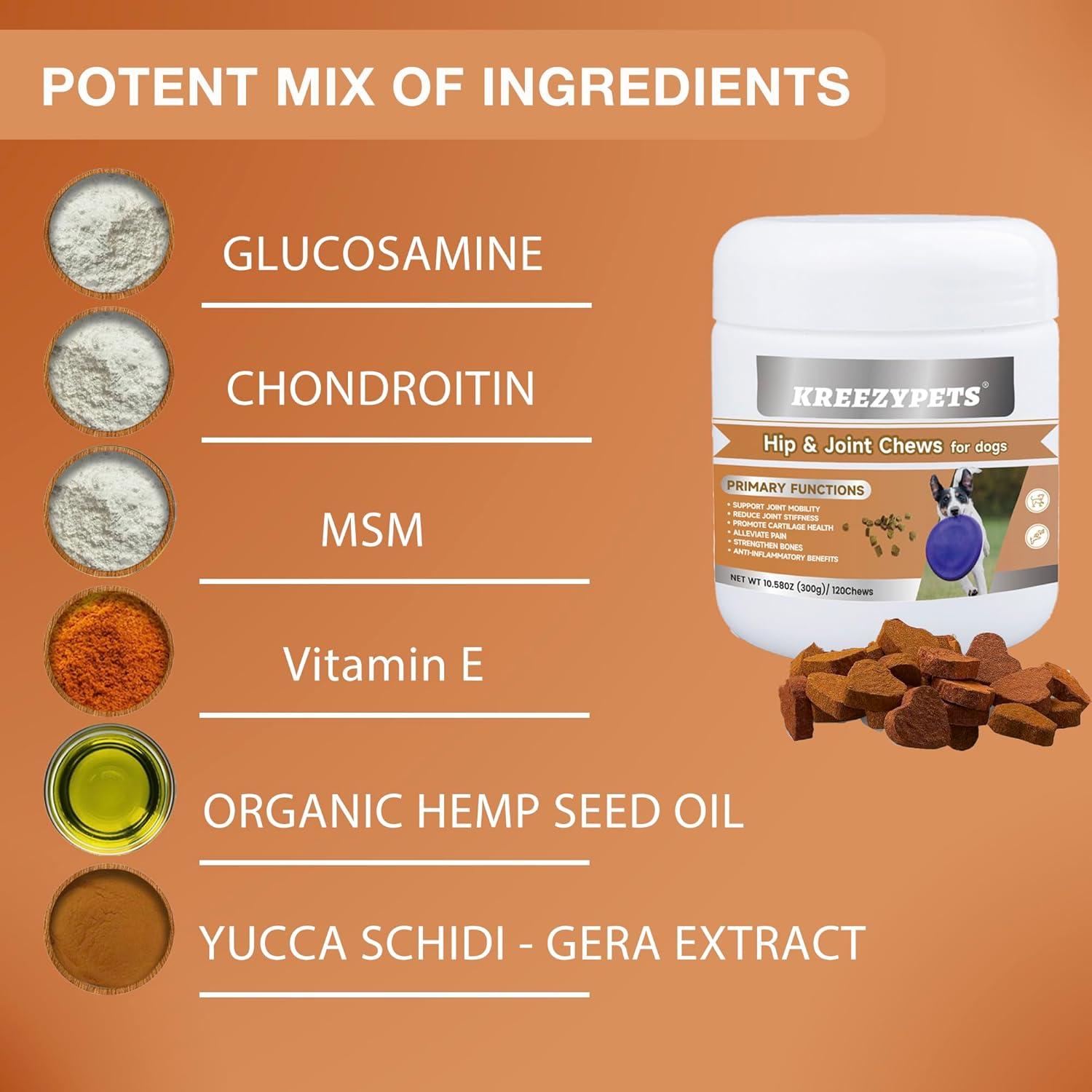 Hip &Joint Supplement for Dogs - Soft Chews with MSM Glucosamine Chondroitin for Dogs - Dog Joint Supplement image number 1