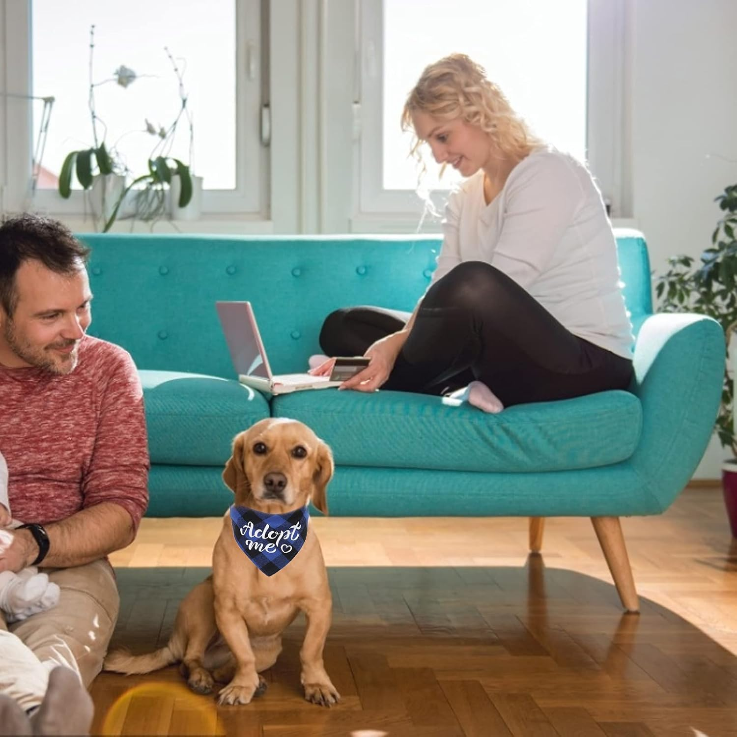 HACRAHO Dog Bandanas, 3 PCS Adopt Me Plaid Dog Bandana Adjustable Dog Bibs Scarf for Small Medium Dogs and Cats, M - L image number 6