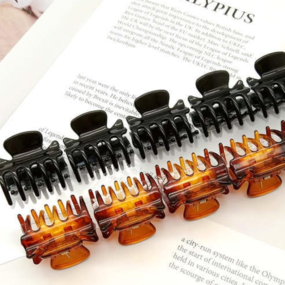 LYQNIHOB 12 Pieces Small Plastic Hair Clips for Women - Medium Size - Perfect Hair Styling Accessories - Hair Clips Set - Coffee Black Mini Hair Clips