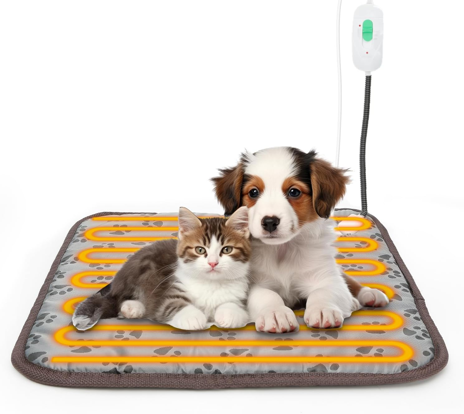 Joywoof Pet Heated Mat for Cats Cats and Dogs,Warming Puppy Heating Bed with Indicator and Switch,Waterproof Heated Animal Bed with Bite Resistant Cable 45X45Cm Gray image number 6