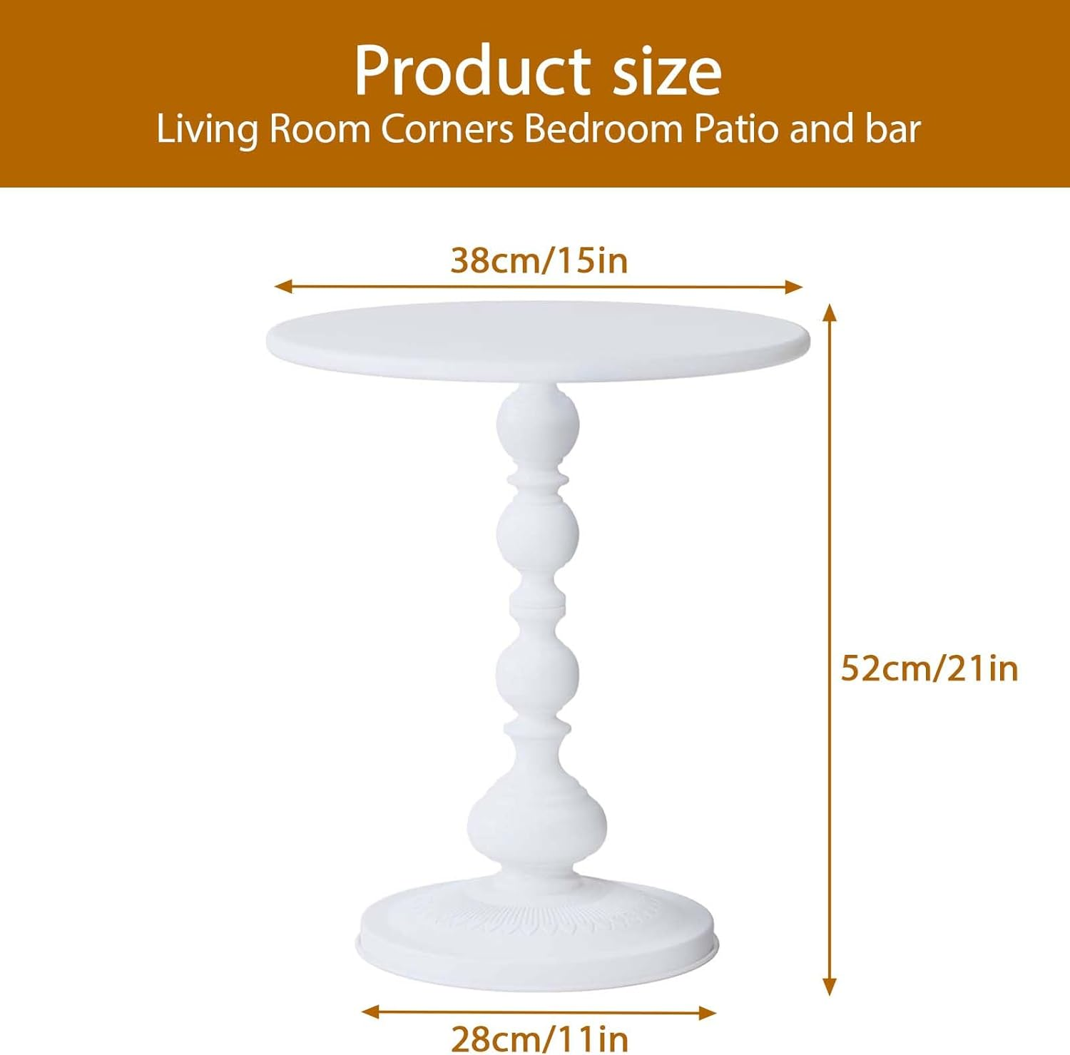 Holvity Metal Small Coffee Table, Sofa Side Table Vintage Matte Round,Home Side Tables Small Spaces, for Living Room Bedroom Balcony Office (White) image number 3