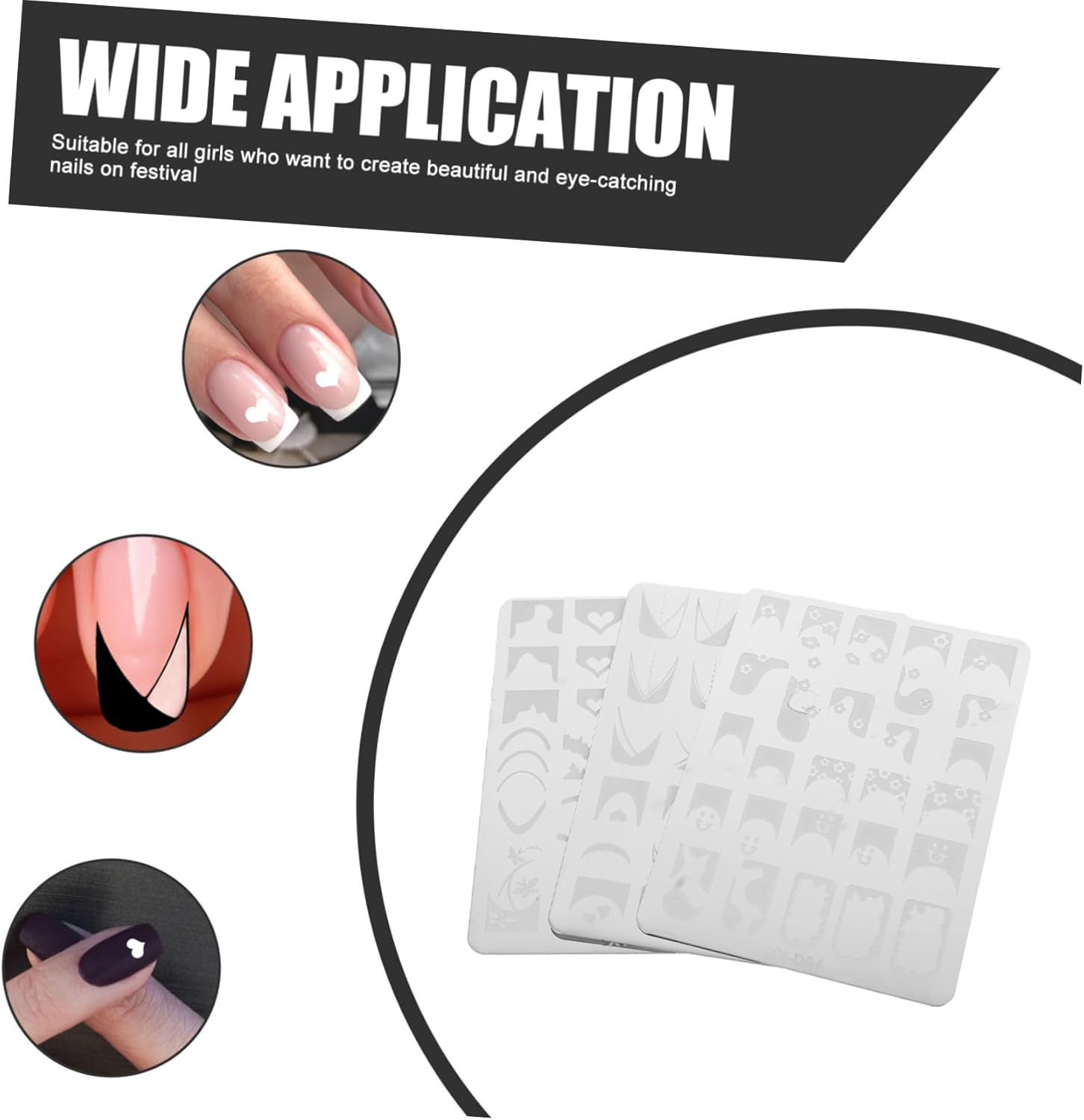 BIUDECO 3-Piece Nail Art Stamping Plates Set Stainless Steel Nail Stencils for Manicure Random Designs For