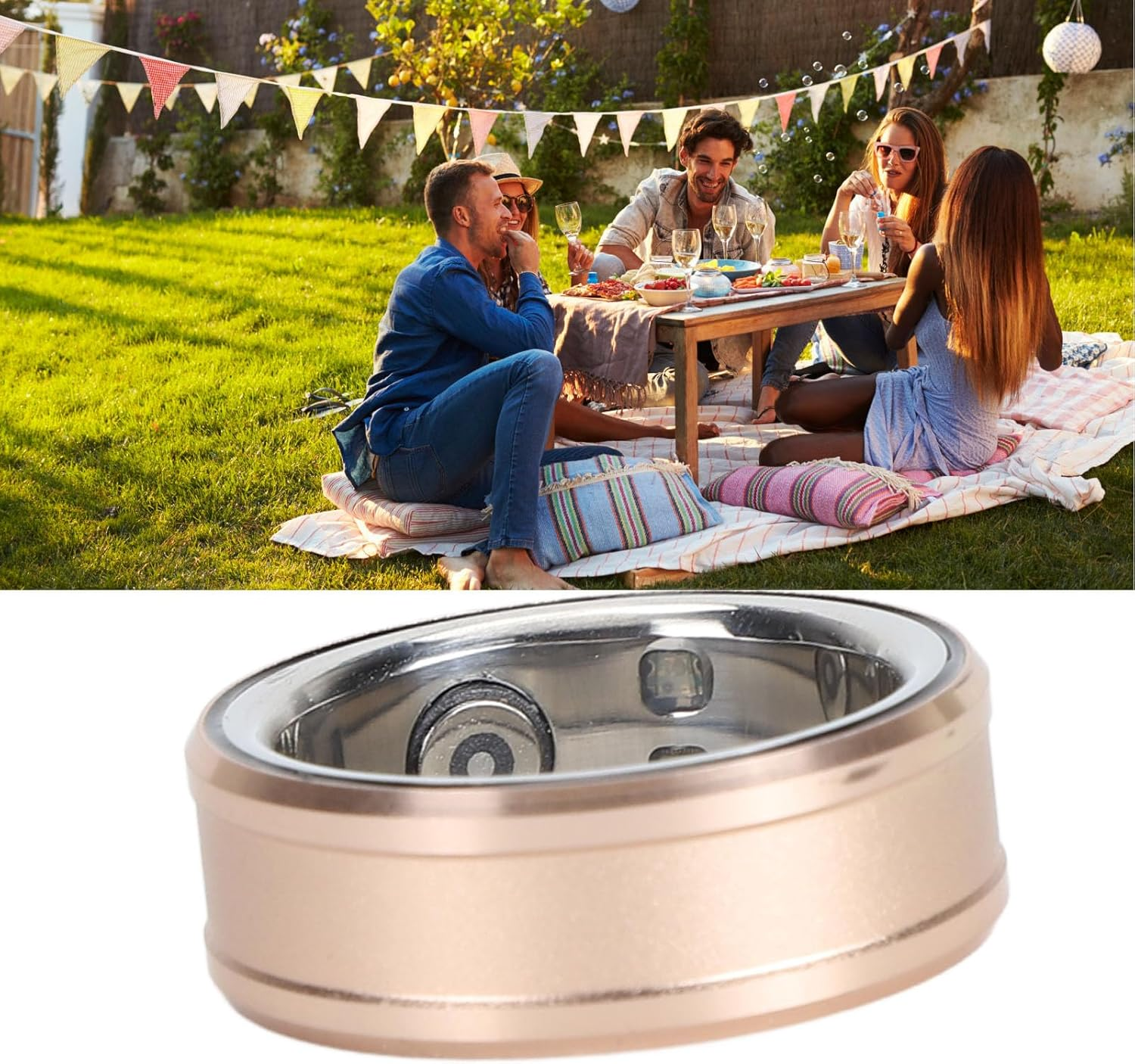 Smart Ring Health Tracker for Men and Women, BT 5.1 NFC Sleep Body Temperature Monitoring Step Counter, IP68 Smart Ring for Video Scrolling Book Page Flipping (Gold) image number 3