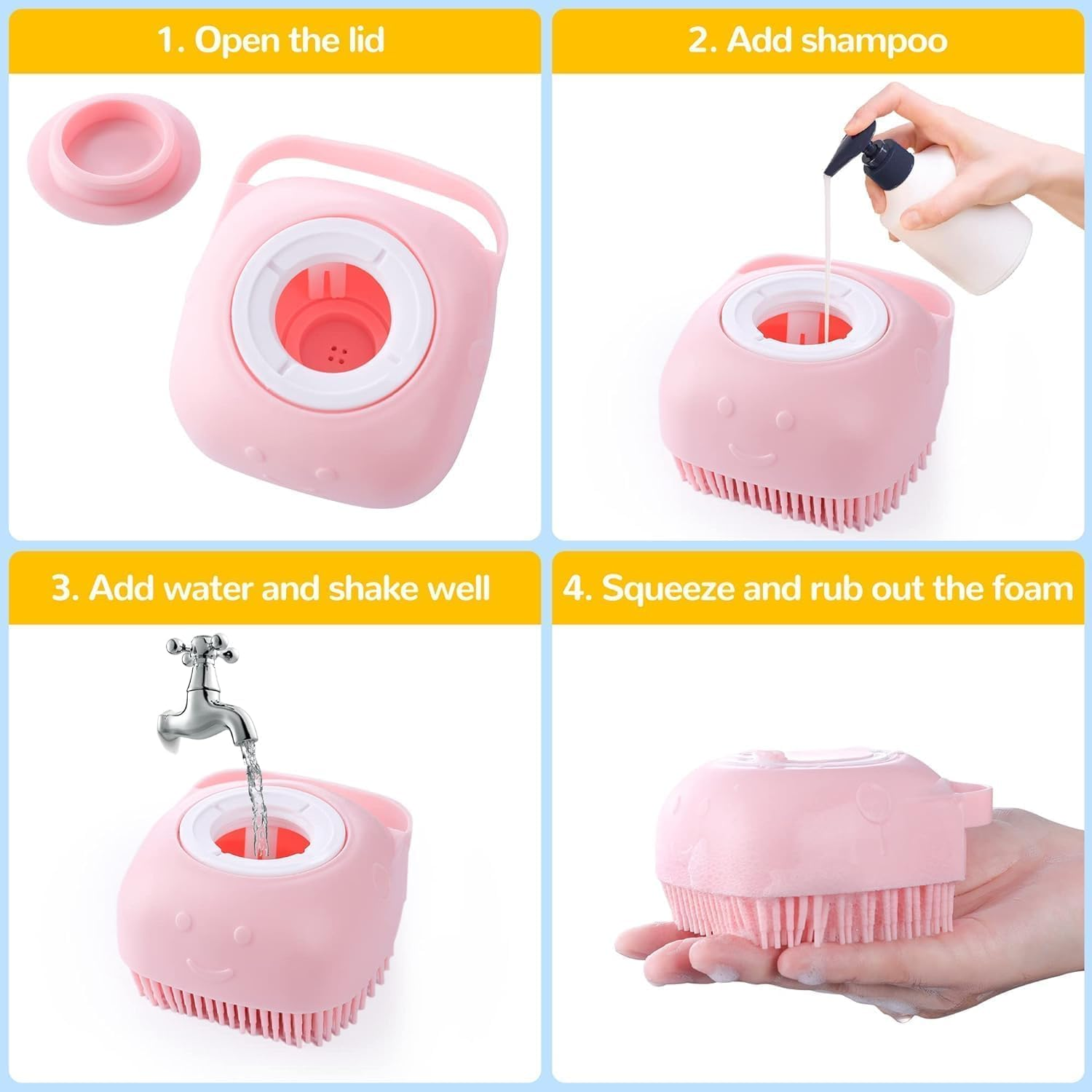7Pcs Pet Grooming Kit, Self-Cleaning Brush Shedding Kit with Nail Clipper, Flea Comb, Shampoo Bath Brush, Finger Toothbrush, Storage Bag (Pink) image number 6