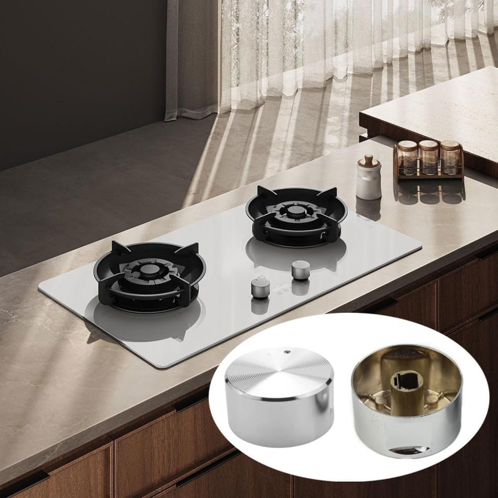 Cooker Knobs, 6 Pcs Metal Gas Stove Knobs 8Mm Cooker Control Range Oven Knob Burner Knob Gas Hob Switch Parts Accessories for Kitchen Gas Oven Knobs image number 2