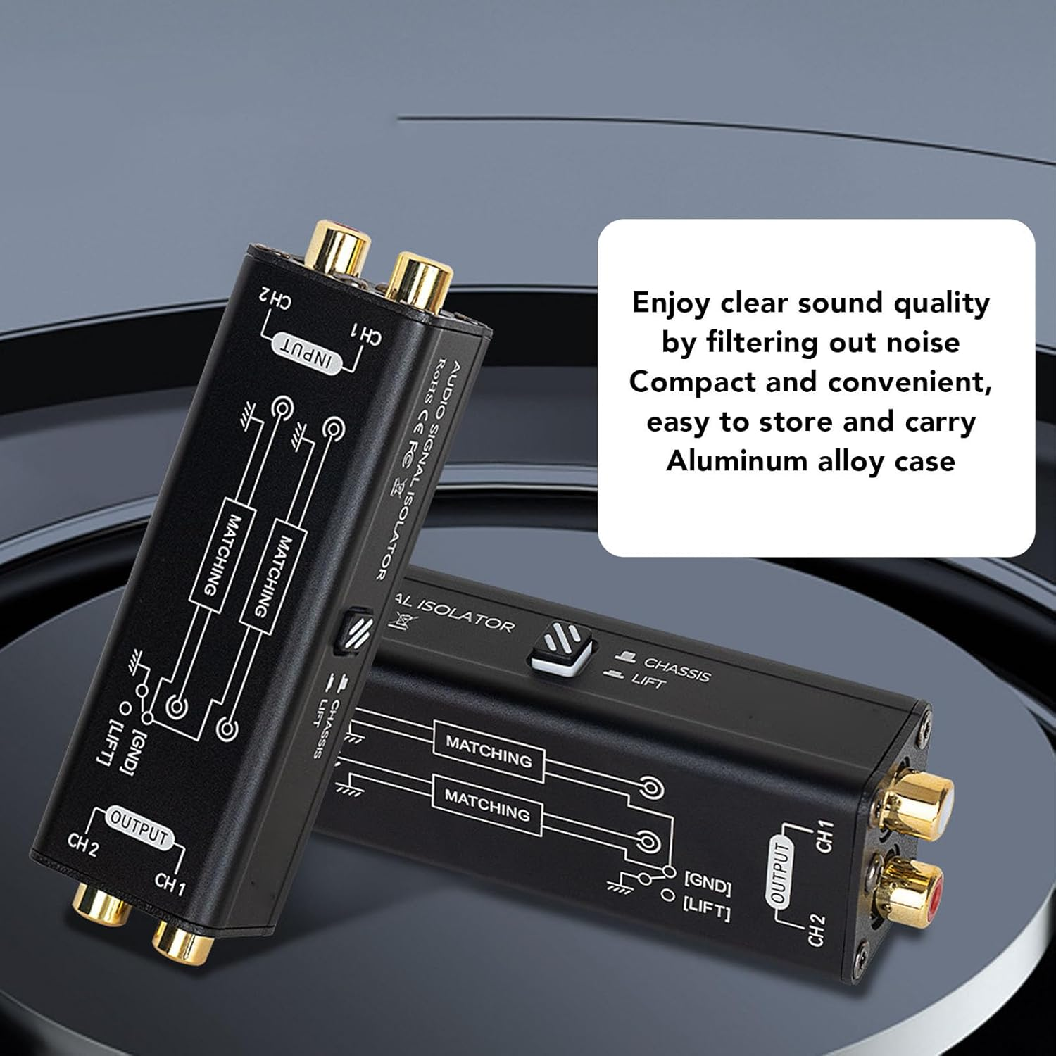 Ground Loop Noise Isolator, Buzzing Noise Filter, Buzzing Noise Elimination for Car Audio and Home Stereo System, Ground Loop Noise Filter Stereo Audio Noise Isolator Box image number 2