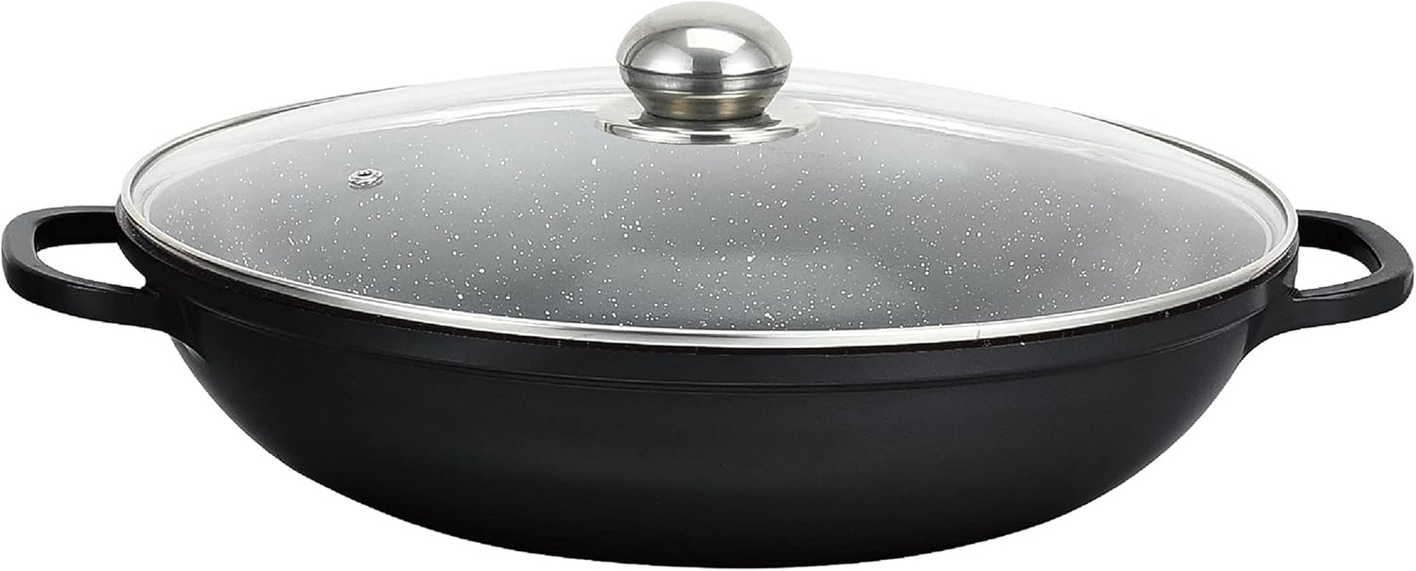 The House of Florence Die Cast Non-Stick Casserole Stockpot with Glass Lid Cooking Set, 5 Liter Capacity, 32 Cm,Black image number 5