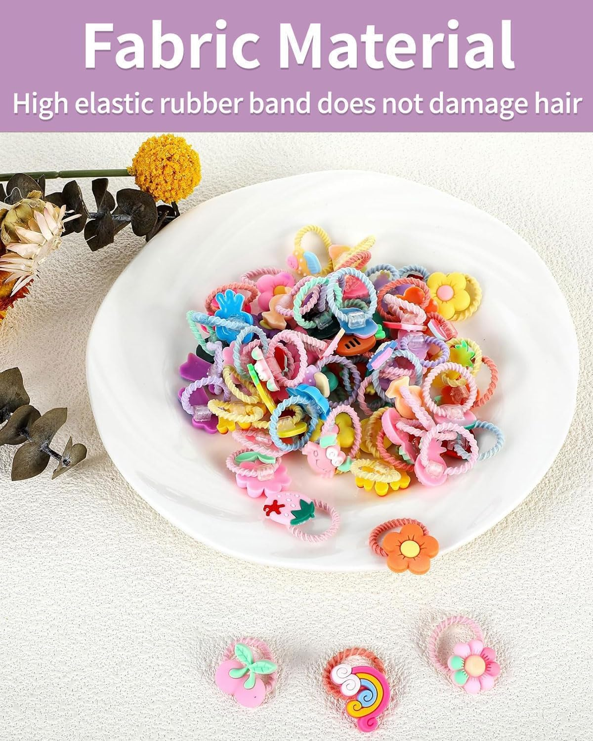 TPZORJX Pack of 30 Cute Little Hair Bobbles for Baby, Little Girls with Thin and Medium Thick Hair, Ponytail Holder Hair Accessories, Elastic Children'S Hair Bobbles with Fruits, Flowers and Bows