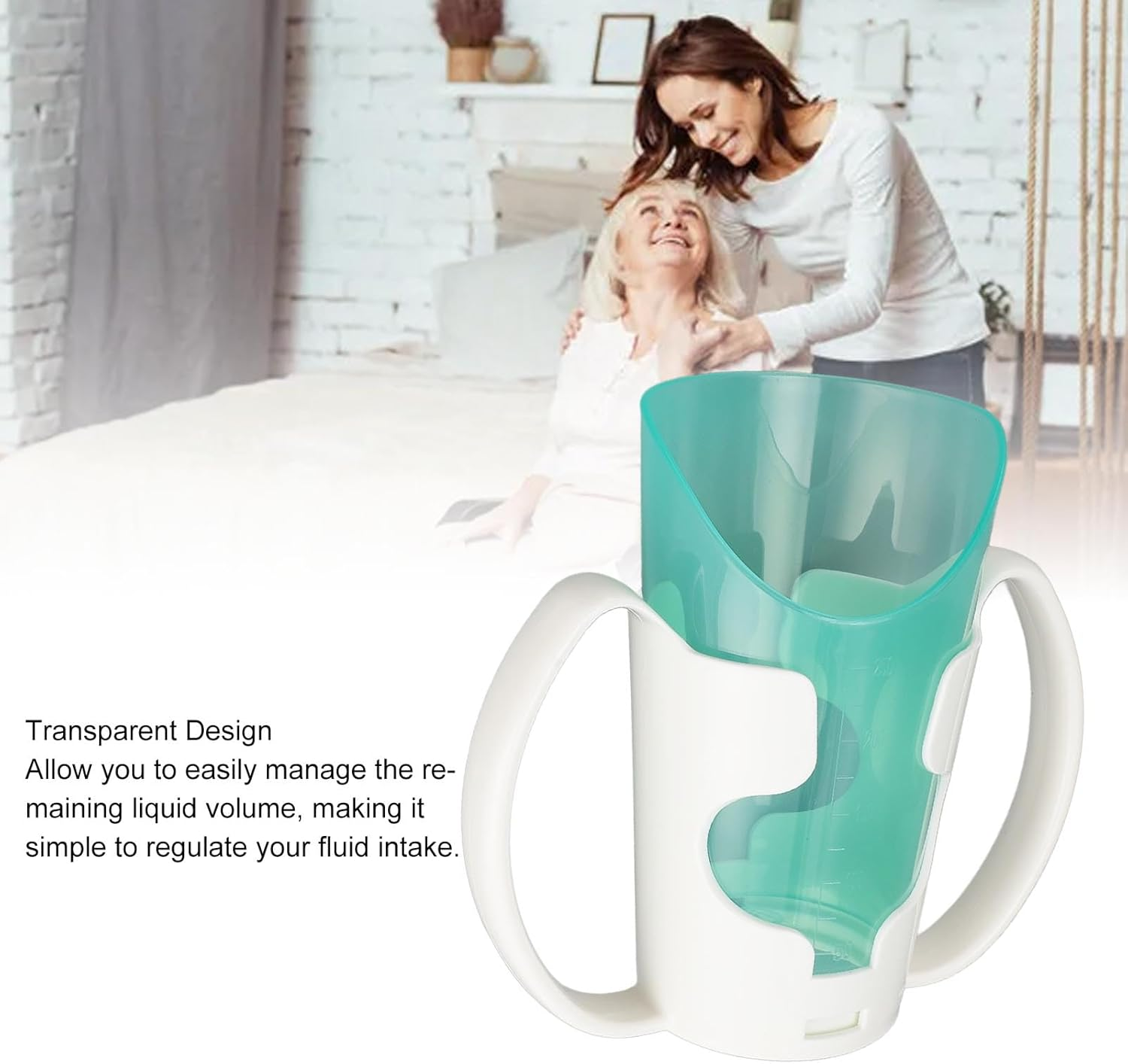 Nosey Cups, Patient Care Food Liquid Drinking Cup Mug with Holder, Beveled Mouth Handicap Cups for Elderly Care, Lightweight Drinking Cup for Elderly Adults Care Living Hospital image number 5