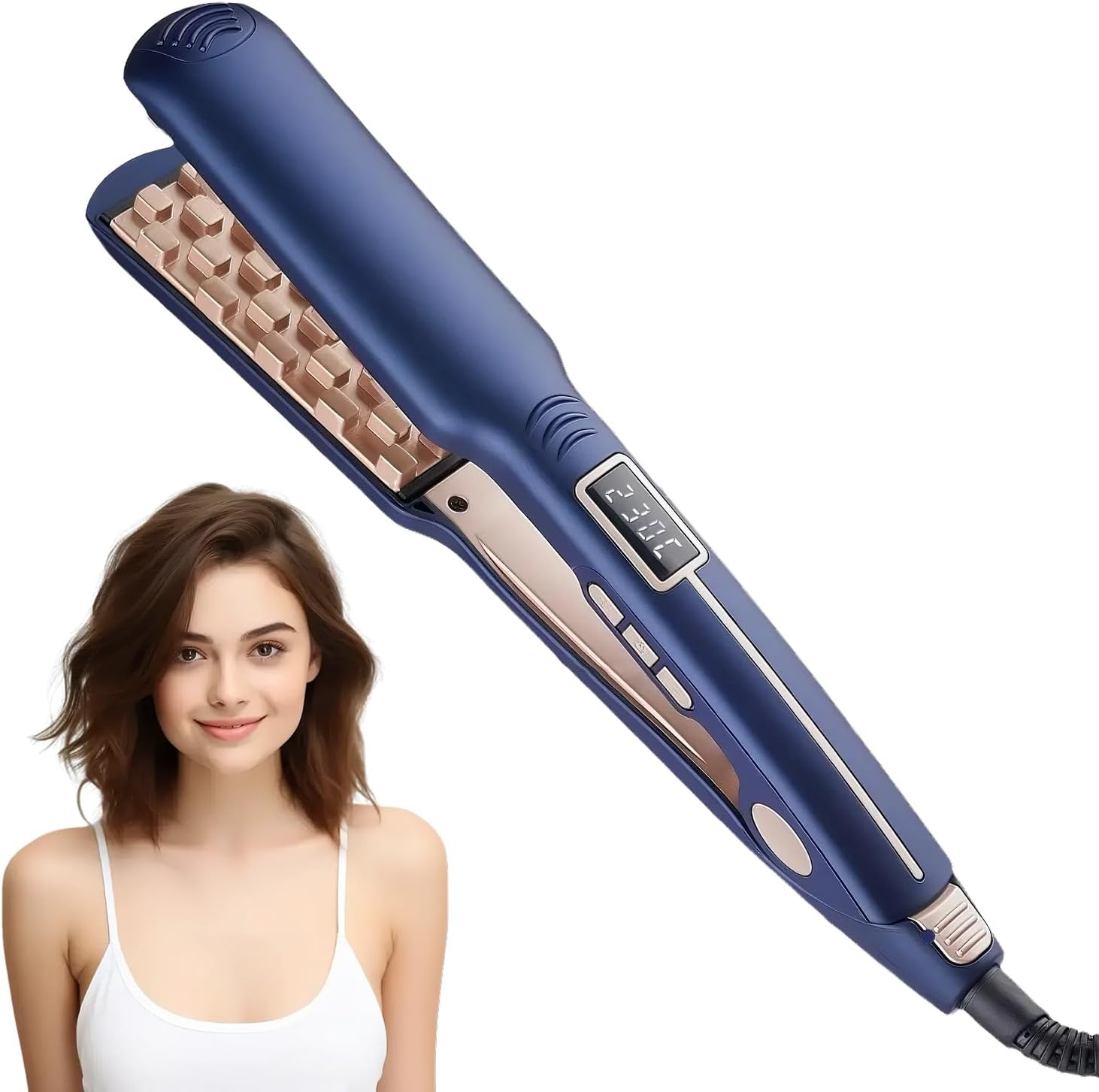 3D Grid Fluffy Hair Crimper Volumizing Ceramic Hair Volumizer Styling Tool with Adjustable Temp for Lasting Volume for Medium image number 4