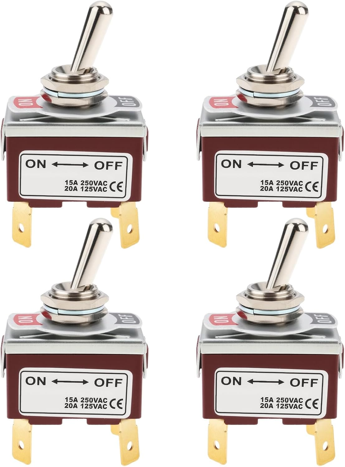 OTOTEC 4Pcs 4Pin 2 Terminal Toggle Switch 15A 250V Boot DPST ON-OFF Suitable for Cars Boats Yachts and Marine Vessels image number 6