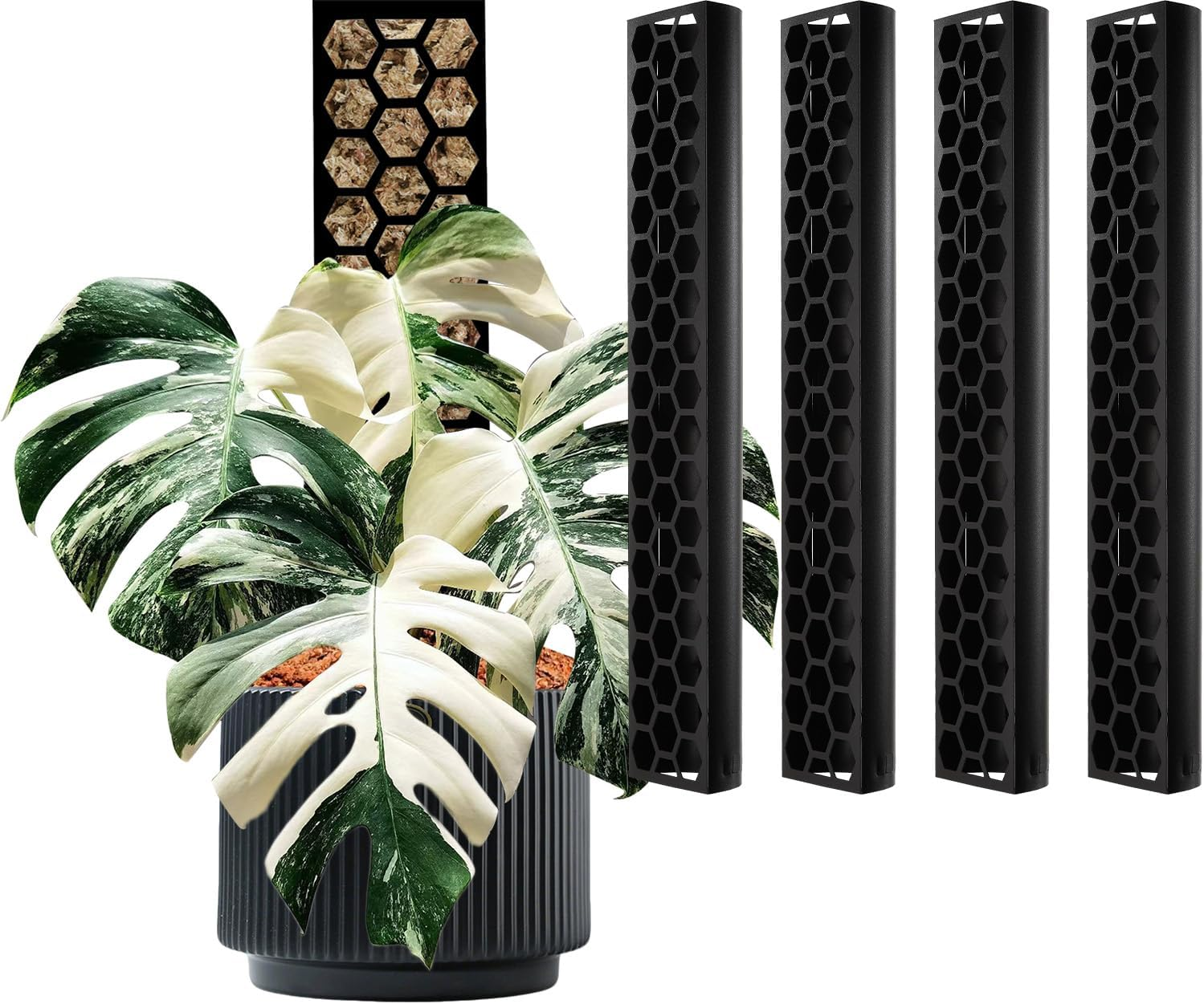 Haispring 6 Pcs 17 Inch Plastic Moss Pole for Plants Monstera,Designed Specifically for Climbing Plants, Stackable Plant Support for Indoor Plants