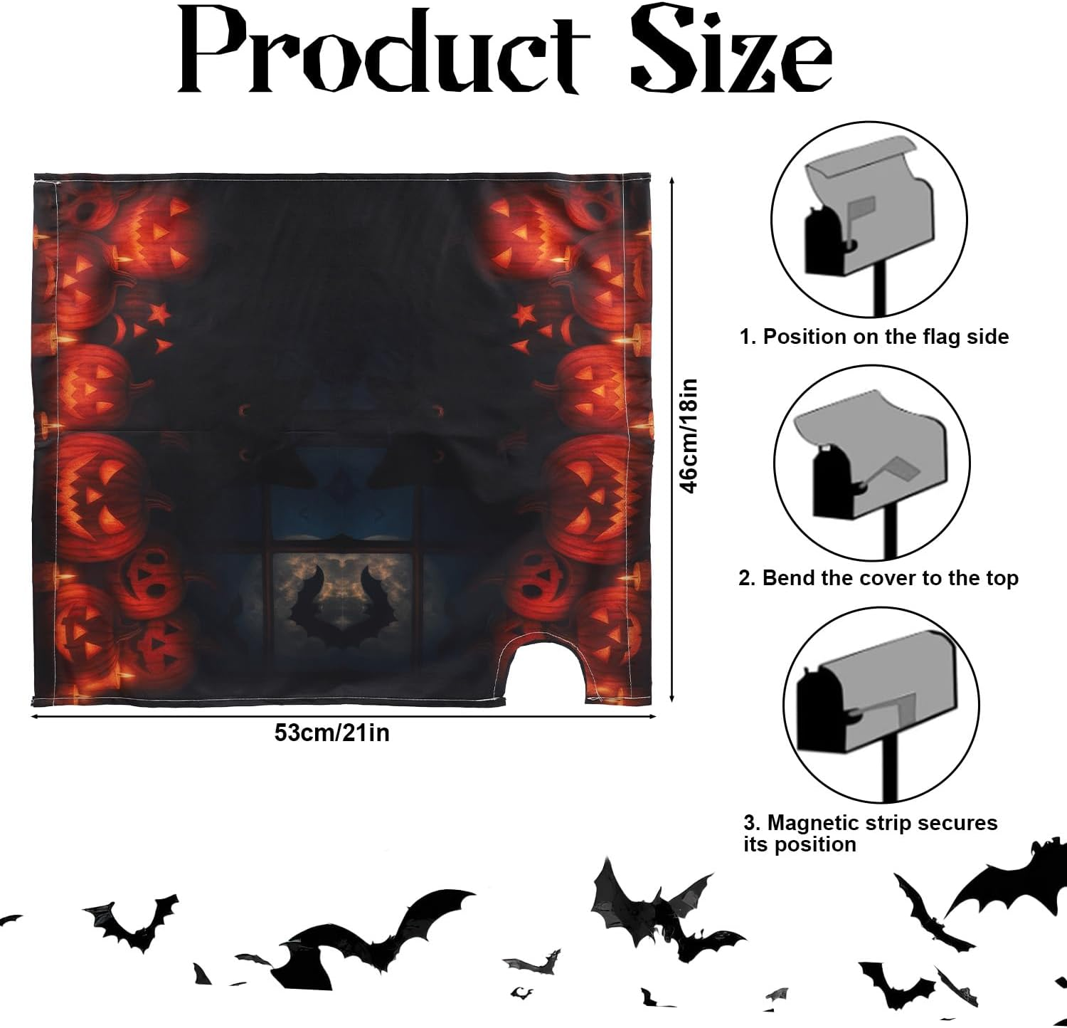 Halloween Magnetic Mailbox Cover, 20.9X18 Inch Black Cat Pumpkin Mailbox Cover Spooky Fall Post Box Wraps for Outdoor Garden Yard Decoration (Black Cat) image number 6