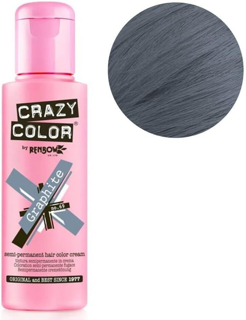 Crazy Color Semi Permanent Hair Colour, 069 Graphite, 100 Ml