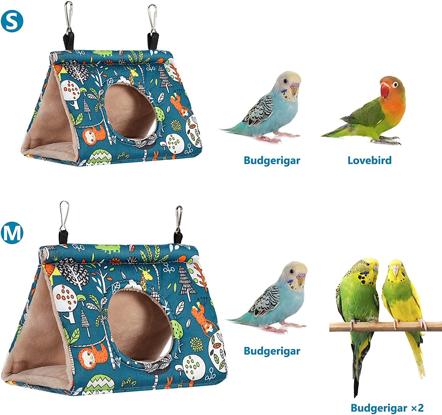 Qx-Pet Supplies Winter Warm Bird Nest House Hanging Hammock Velvet Shed Hut Cage Plush Fluffy Birds Hideaway Sleeping Bed Fuzzy for Parrot Parakeet Cockatiels Budgies Cockatoo Lovebird Finch Canary image number 6