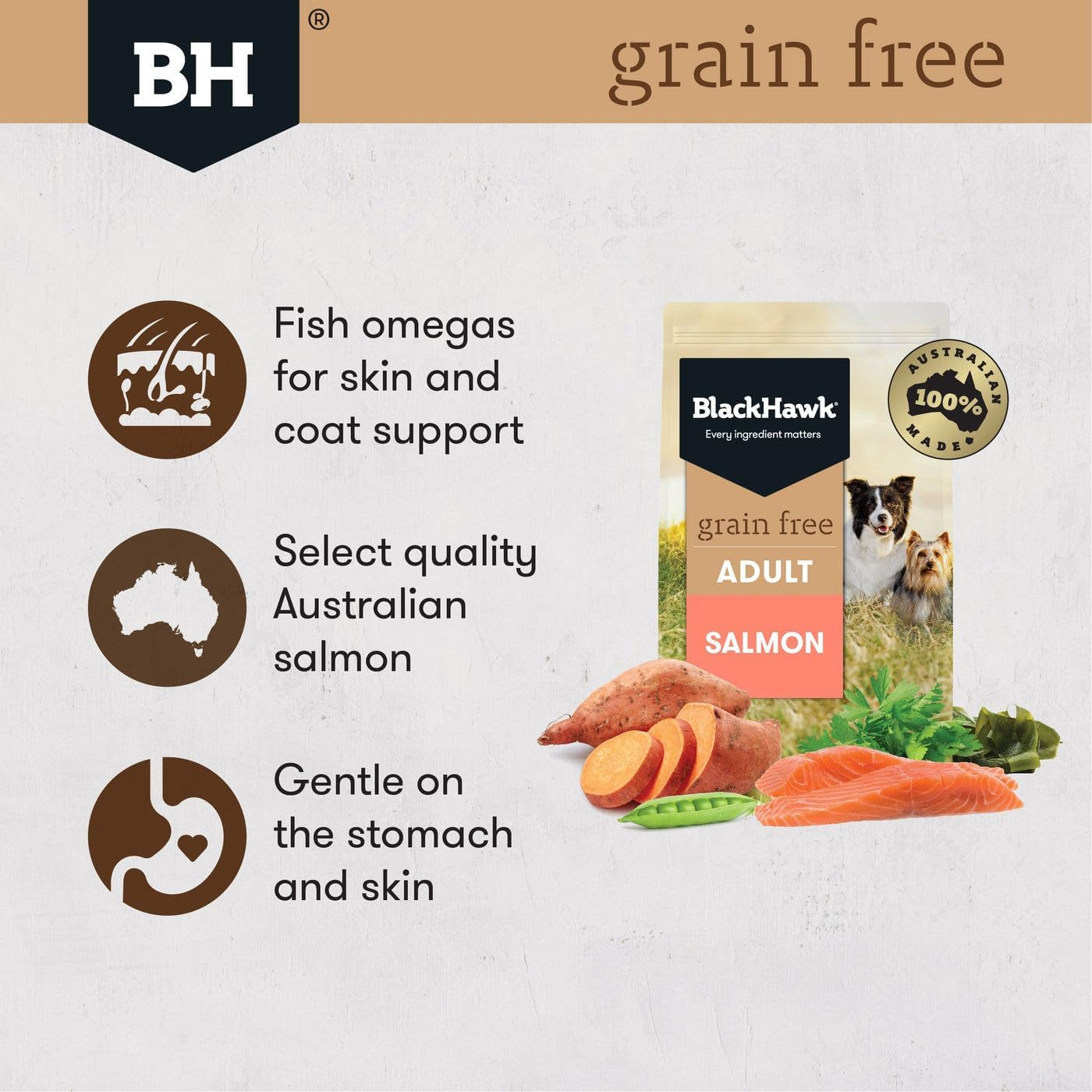 Black Hawk Adult All Breed Grain Free Salmon Dry Dog Food 15 Kg image number 1