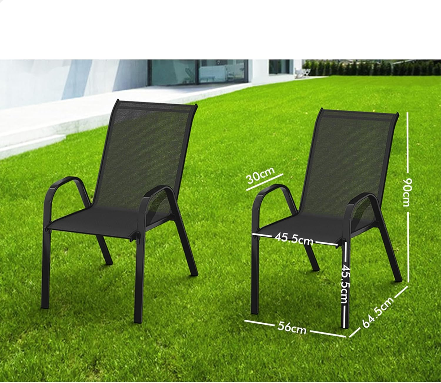 ALFORDSON Outdoor Patio Bistro Chairs 2 Pcs Uv-Resistant PE Wicker, 2X Stackable Outdoor Lounge Chairs with Metal Frame for Conversation Set Coffee Table, Black image number 5