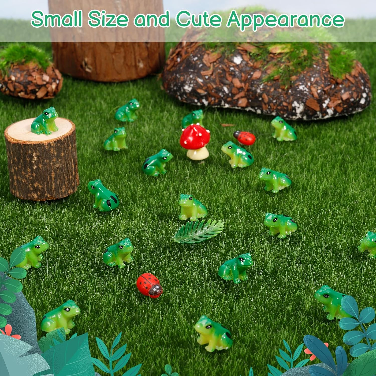 GGSTDDUP 100 Pcs Mini Resin Frogs, Cute Green Frog Tiny Frogs Mini Frogs Figurines Miniature Frogs Animals Figurines Ornament for DIY Crafts Landscape Aquarium Dollhouse Fairy Garden Decor Potted image number 3
