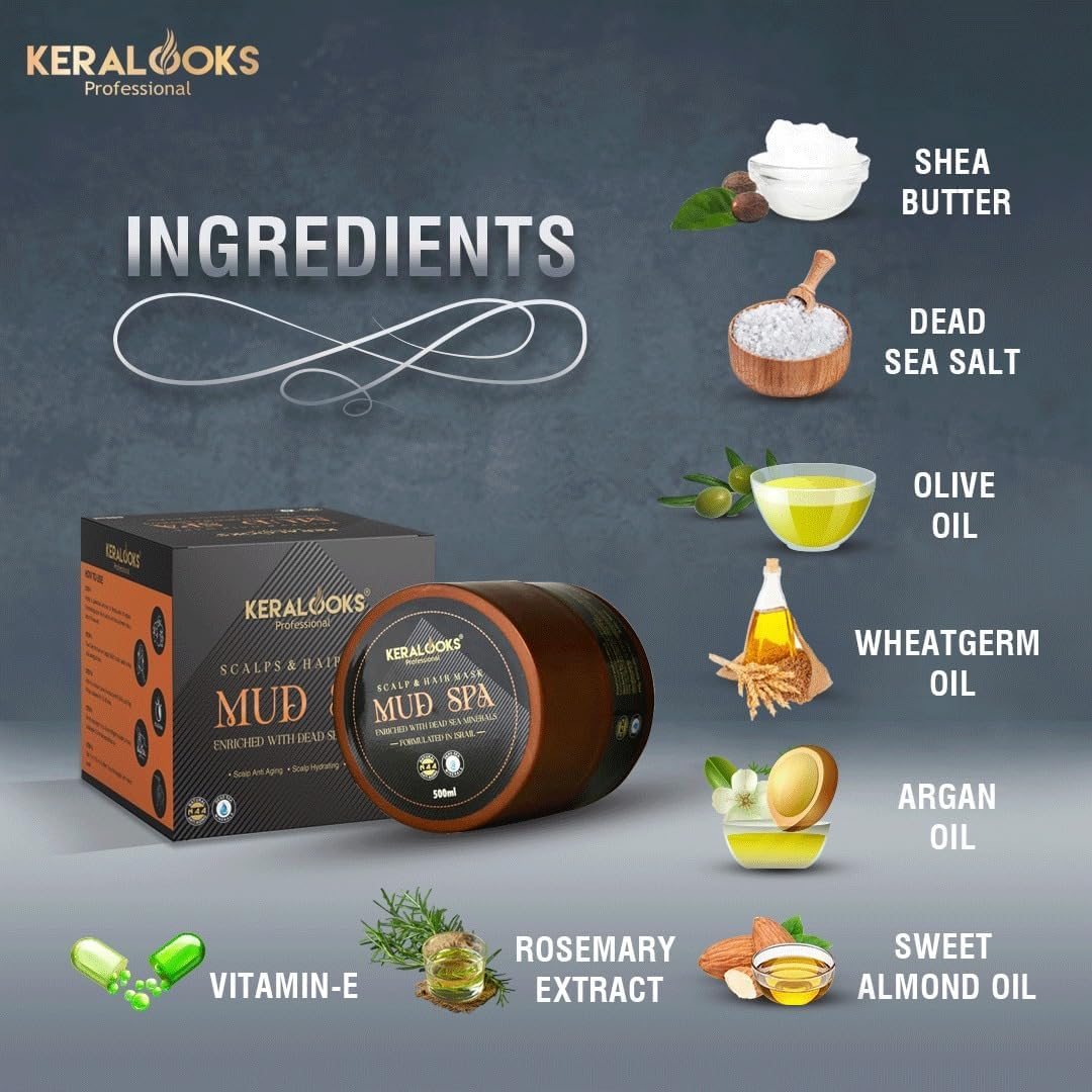 Keralooks Professional&reg; Scalp & Hair Mask |MUD SPA| (500Ml) image number 3