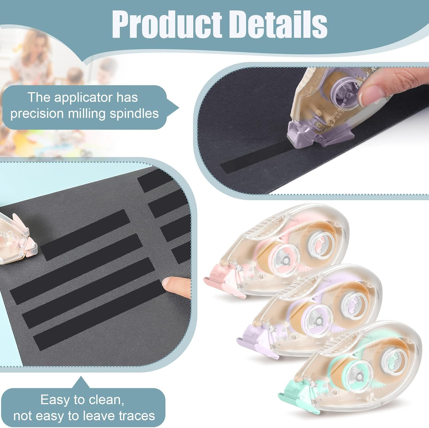 Glue Tape Roller, 3 Pcs Double Sided Glue Roller Permanent, Double Sided Tape Dispenser for Craft, Scrapbooking Supplies, Photo, Album, Cards, Gift Wrapping (0.24In X 19.68Ft) image number 6