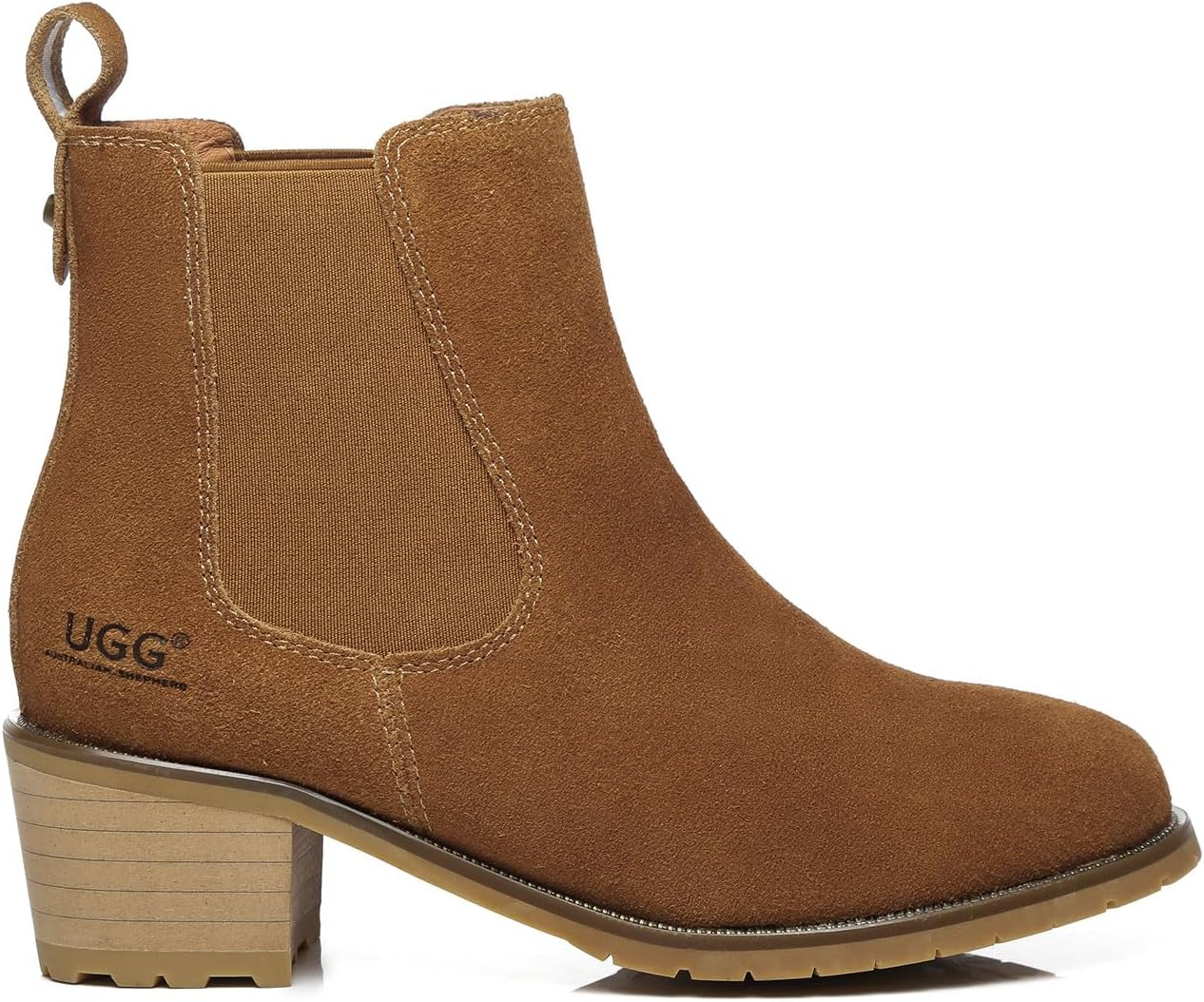 UGG AUSTRALIAN SHEPHERD AUSTRALIAN SHEPHERD&reg; UGG Women Sheepskin Wool Block Heel Chelsea Boots Sylvia