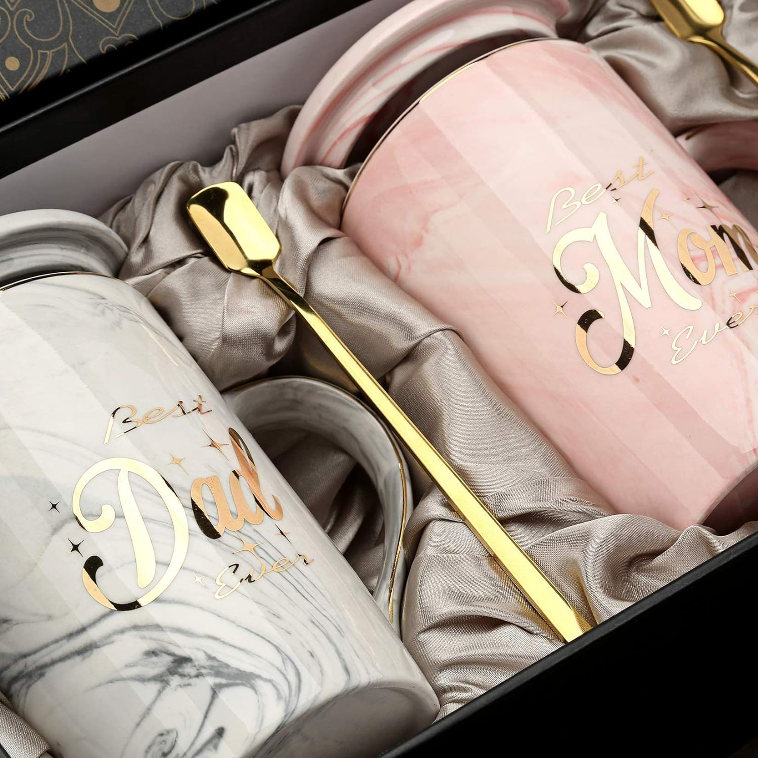 Mom and Dad Mugs - Pregnancy Gifts for First Time Moms - Ceramic Couple Coffee Cups for New Mom New Dad - Gifts for Pregnant Women Parents to Be Baby Shower Mother'S Day Father'S Day