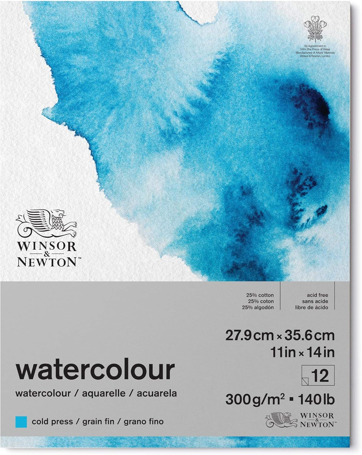 Winsor & Newton 6667003 Classic Watercolour Paper in Pad - 12 Sheets 25.4 X 35.6 Cm, 300 G/M&sup2;, Glued, Cold-Pressed, Lightly Textured White Paper in Archival Quality, Resistant to Yellowing image number 3