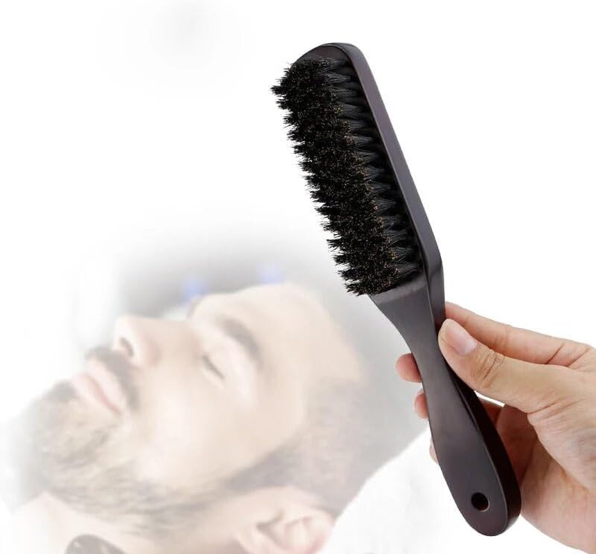 Bristle Hair Brush Slick Back Boar Bristle Hairbrush, 2Pcs Boar Stiffs Beard Brush,Beard Growth Stiff Boars Stiffs Beard Grooming Brushes,Tangle Softening Beard Boar Brush for Men image number 2