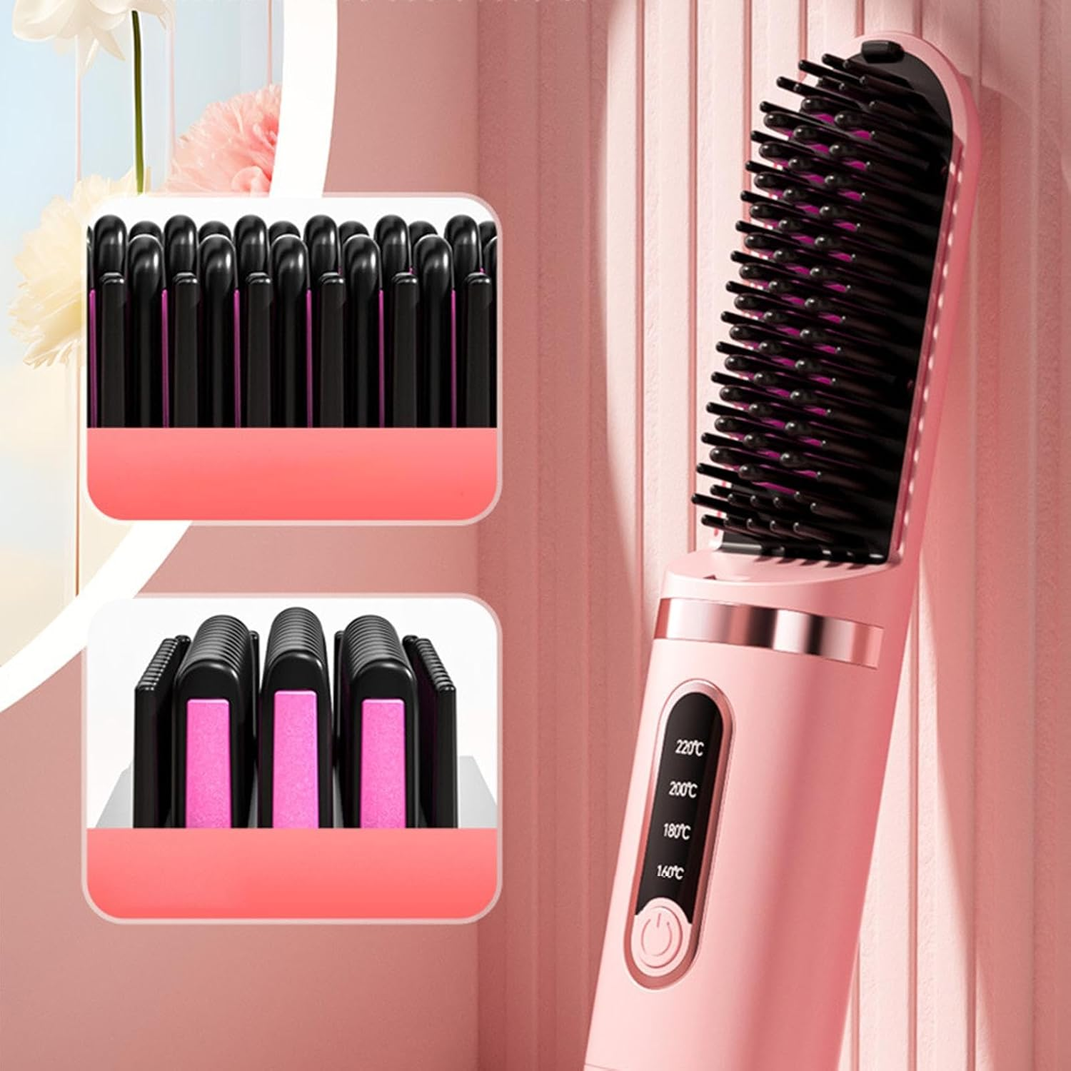 Usb Charging Straightener, Multifunctional Hair Straightener Comb, Portable Straightening Brush, Electric Hair Straightening Brush, Lightweight Wireless Hair Straightening Brush for Easy Use image number 6
