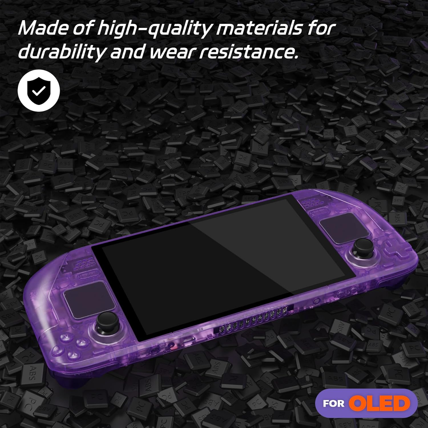 Extremerate Replacement Full Set Housing Shell with Buttons for Steam Deck OLED Handheld Console, Custom DIY Clear Atomic Purple Faceplate Back Plate Trackpad Case for Steam Deck OLED Console - Clear image number 5